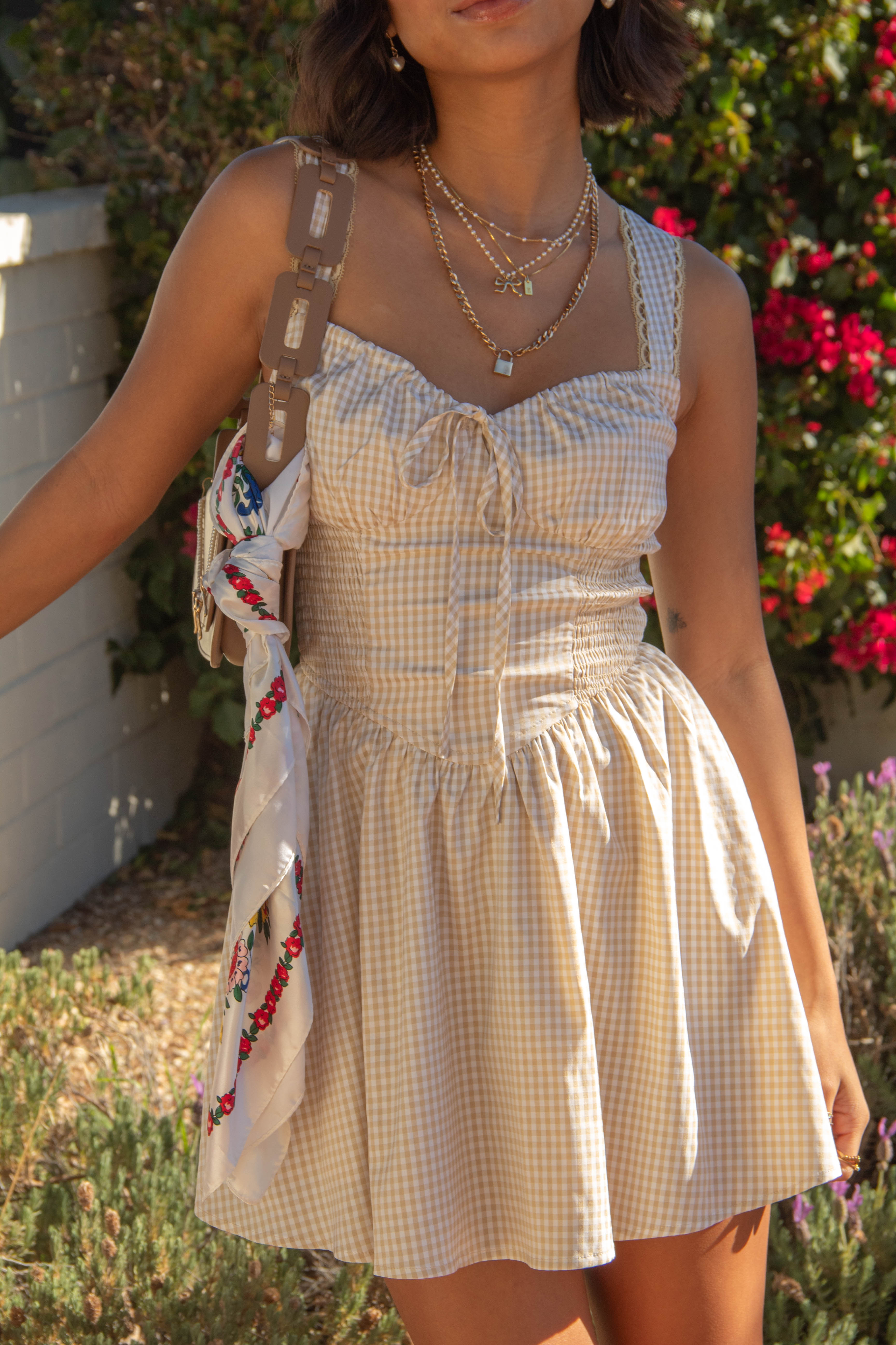 Sleeveless Gingham Mini Dress