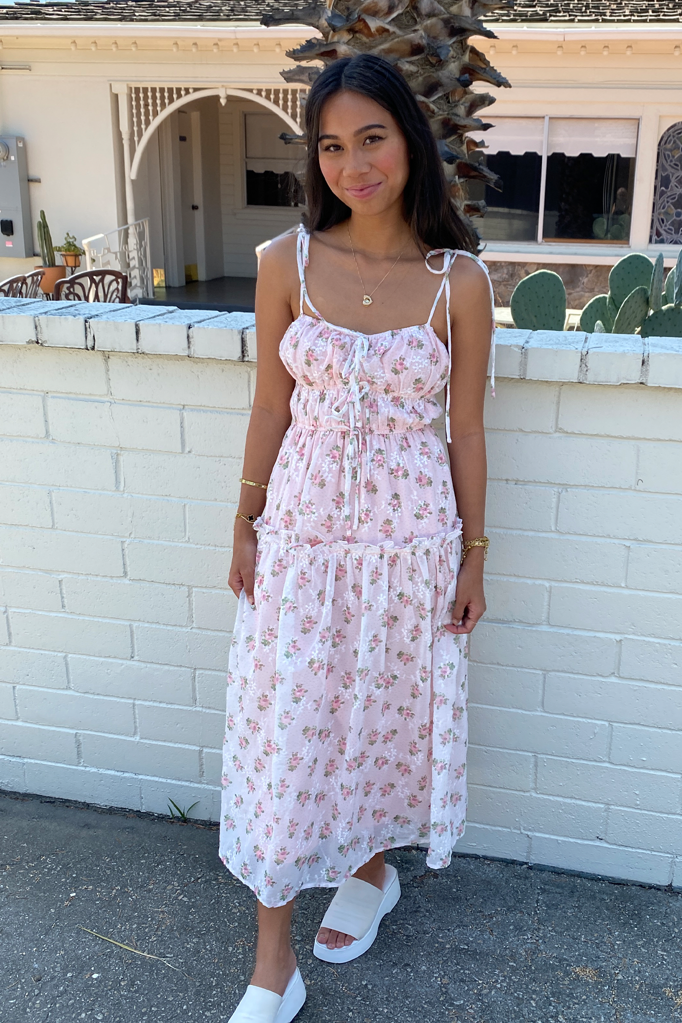 Tiered Floral Midi Dress by For Good