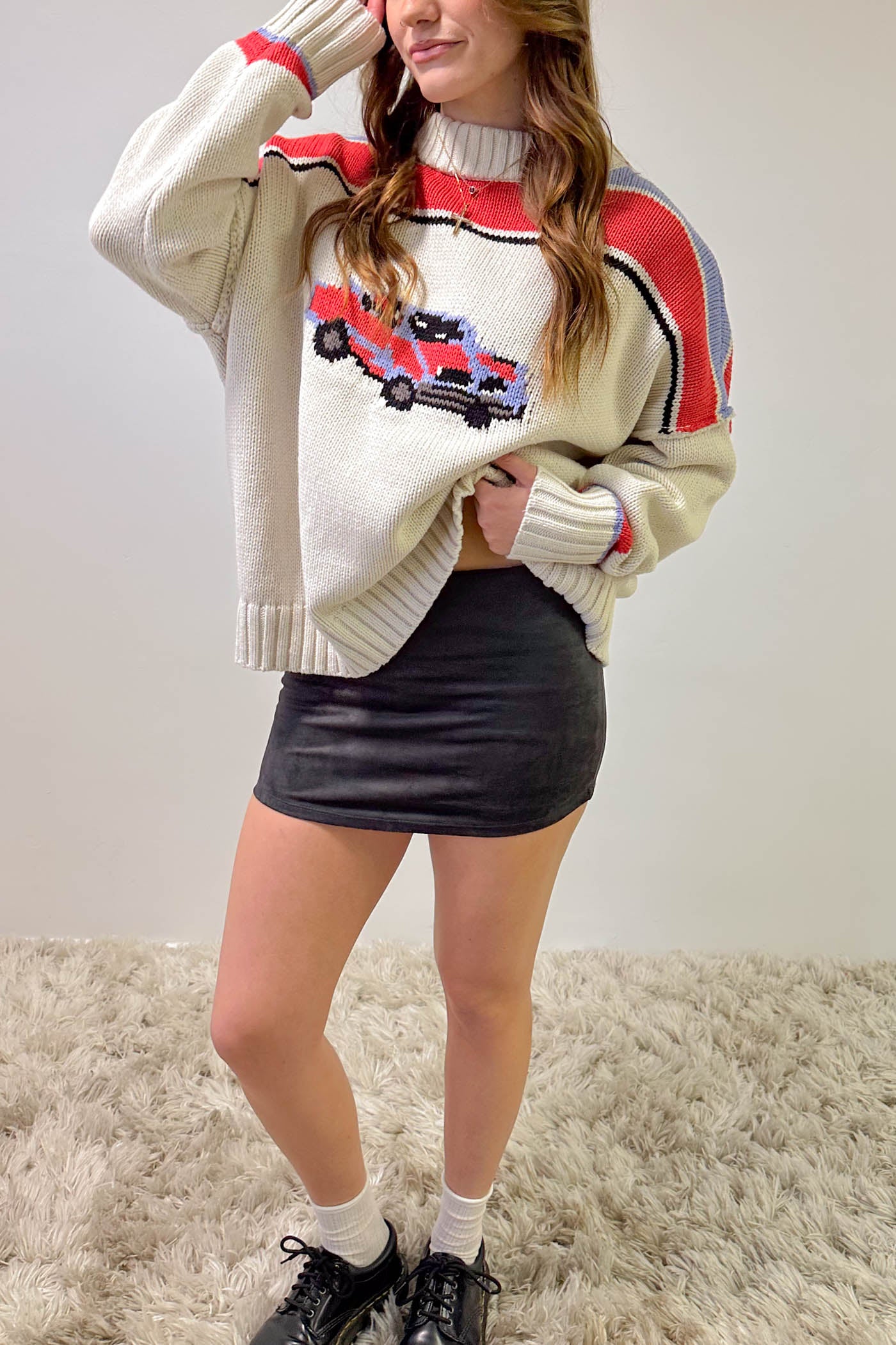 Retro Car Graphic Sweater