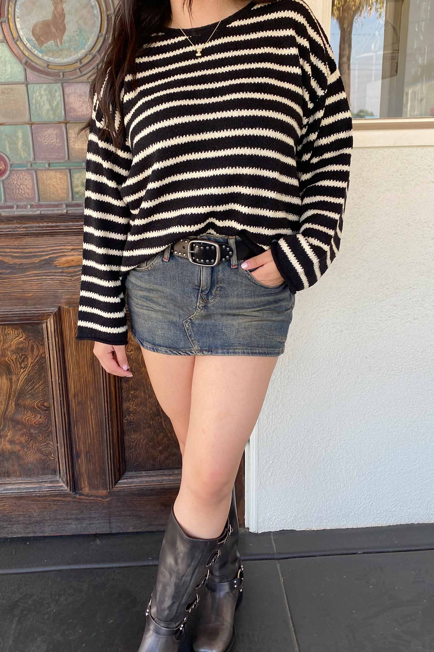 Oversized Striped Knit Sweater