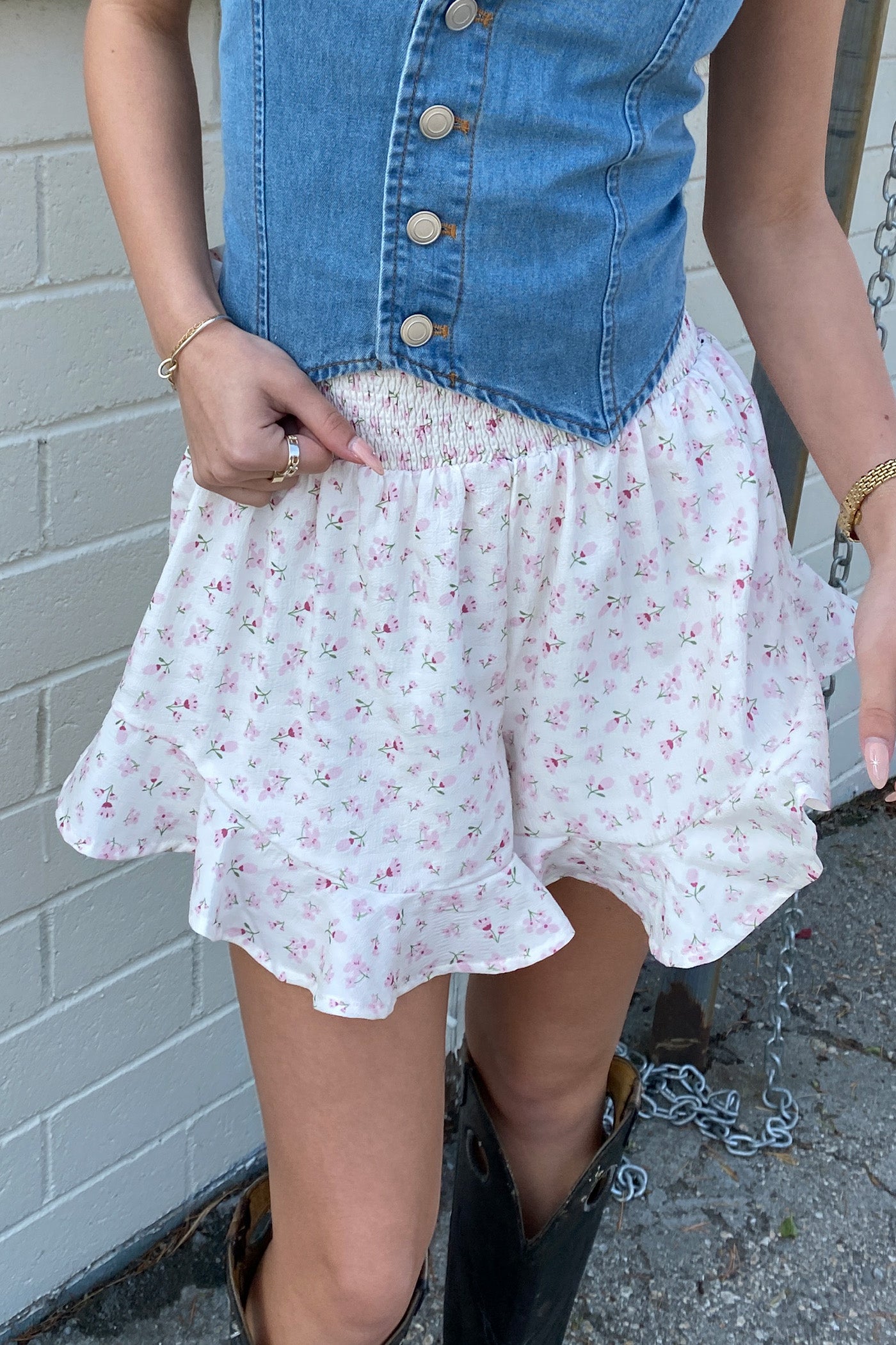 Ruffled Floral Shorts