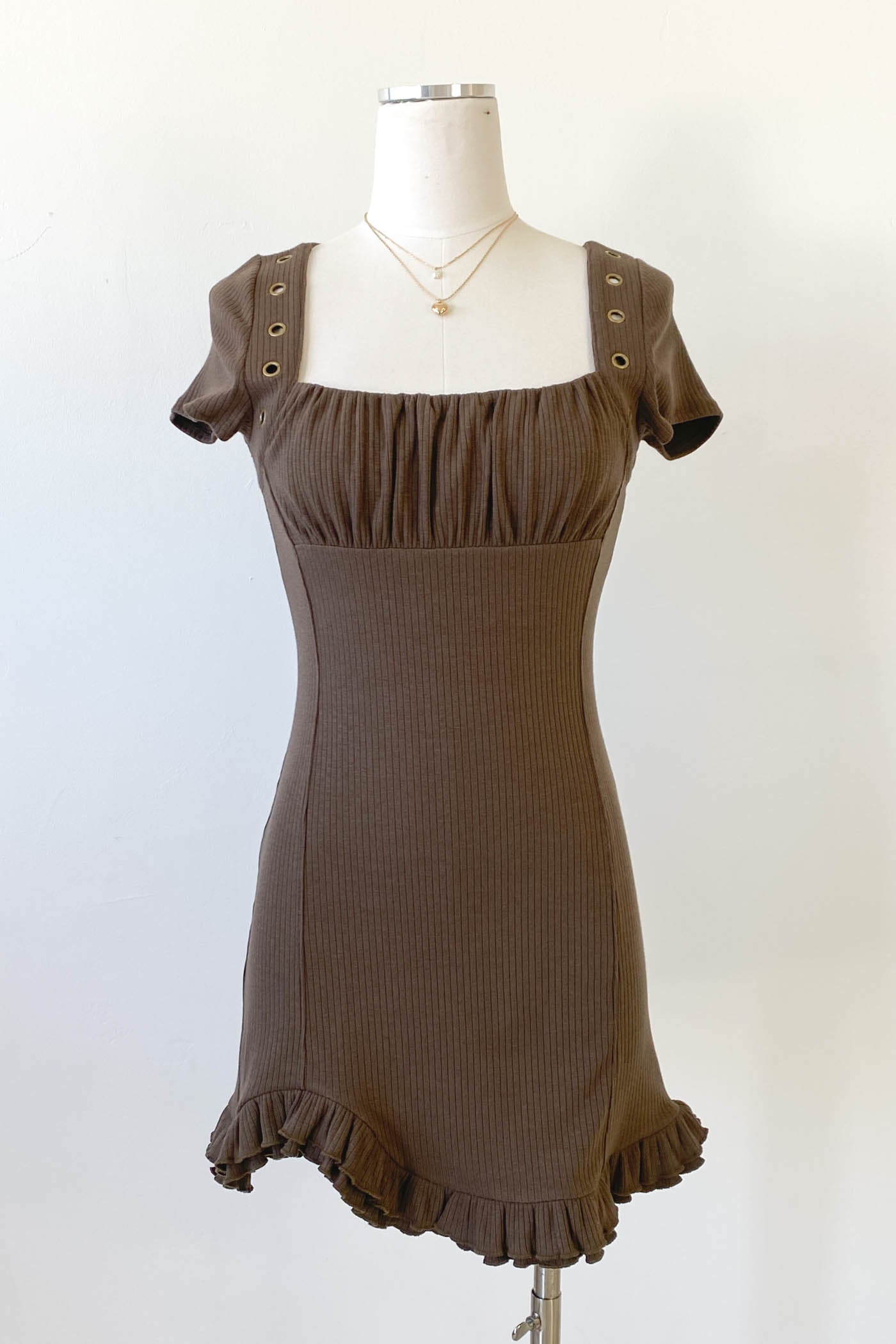 Short Sleeve Grommet Dress