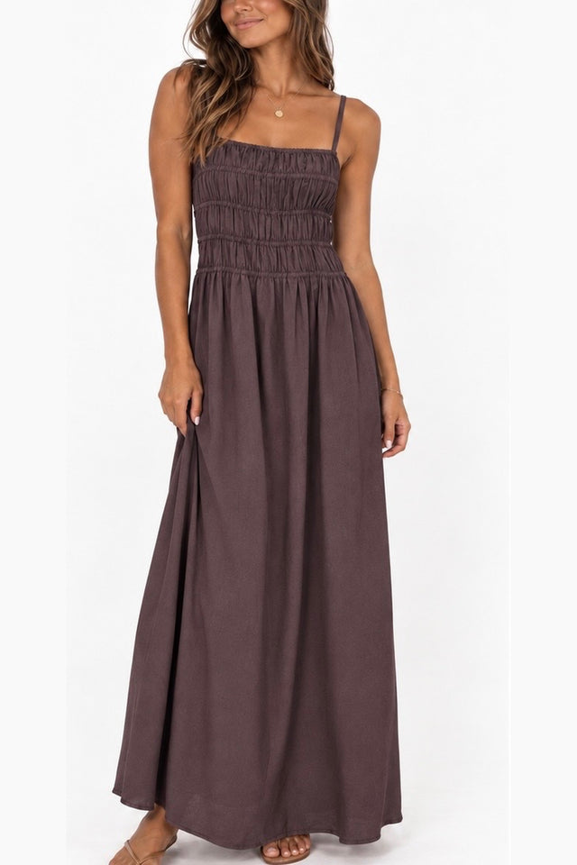 Smocked Open Back Maxi Dress