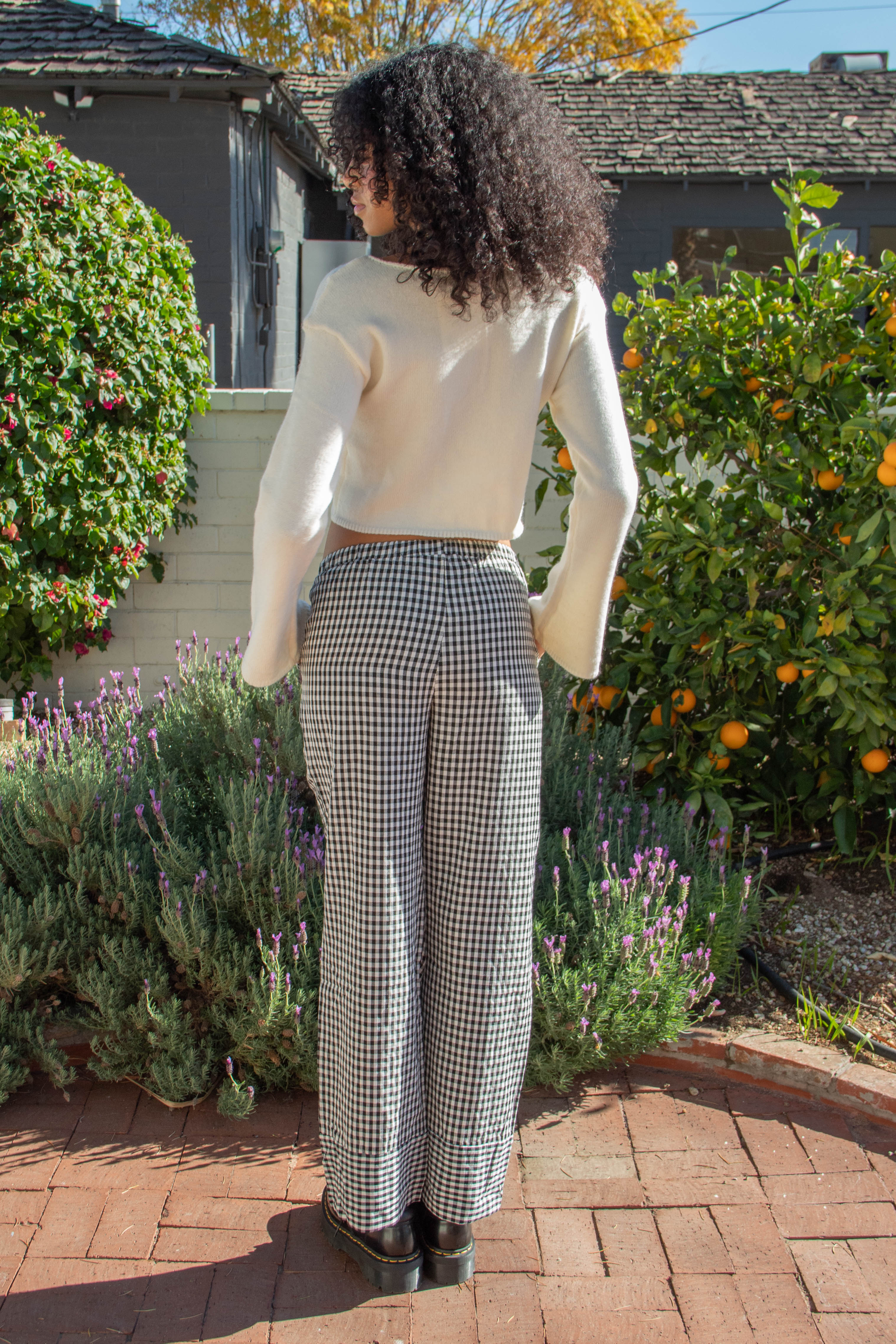 Gingham Wide Leg Pants