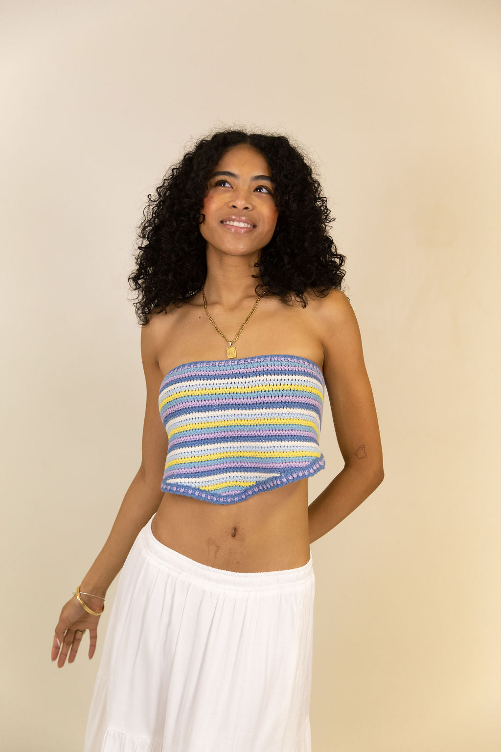 You Smile Strapless Crochet Top