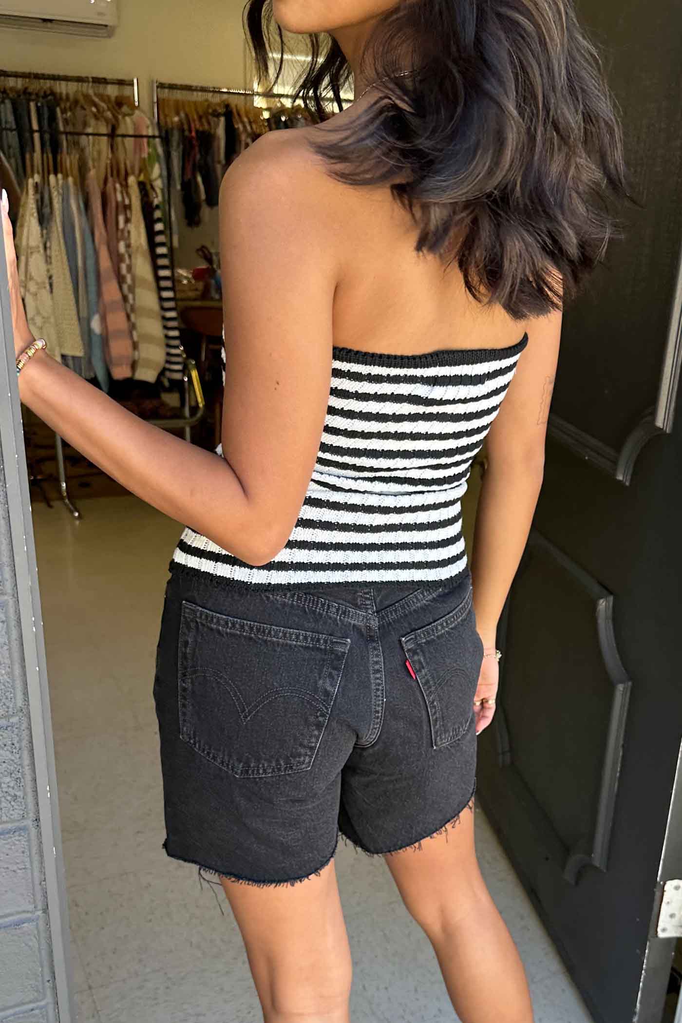 Striped Twist Front Tube Top