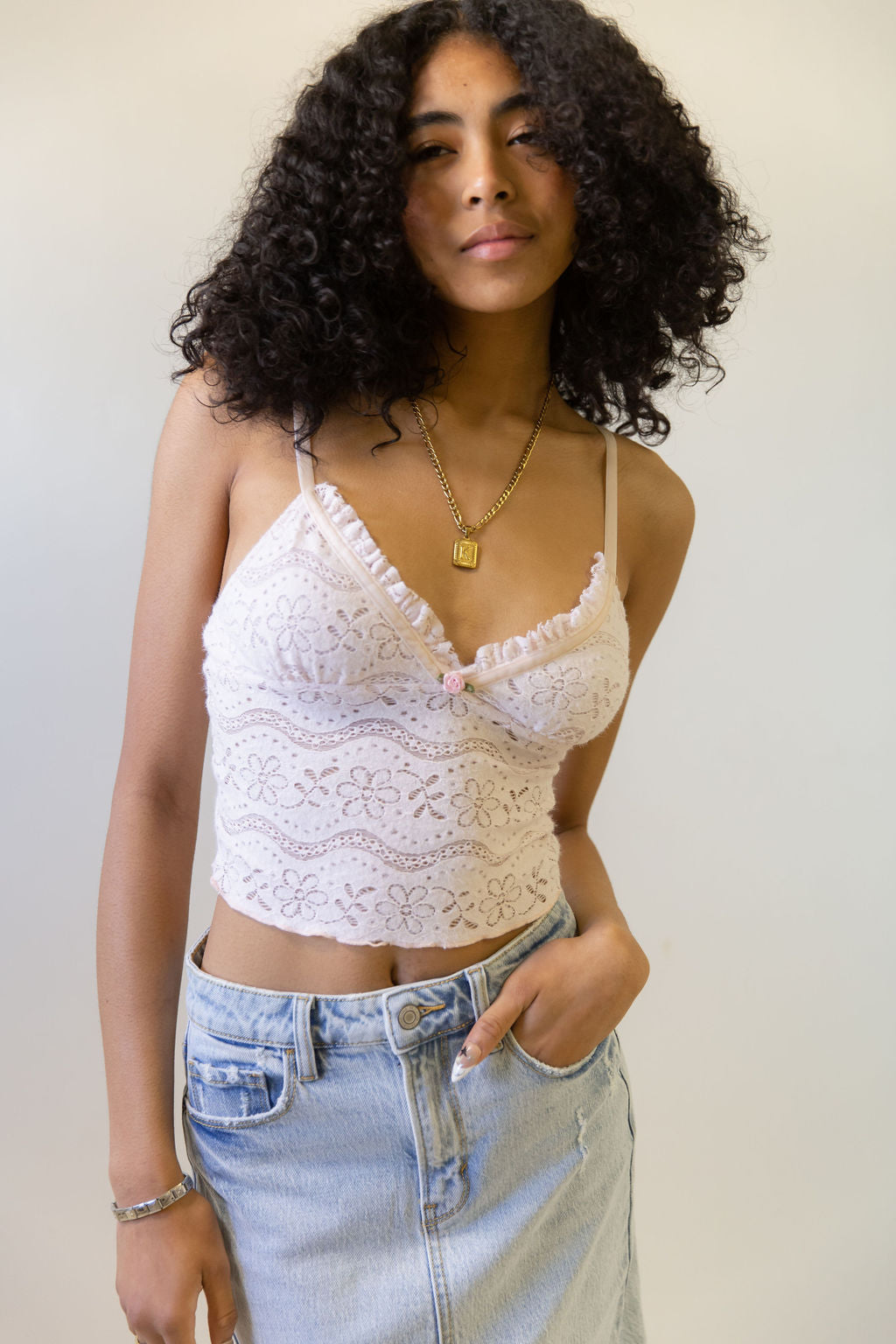 Stretch Lace Floral Cami Top