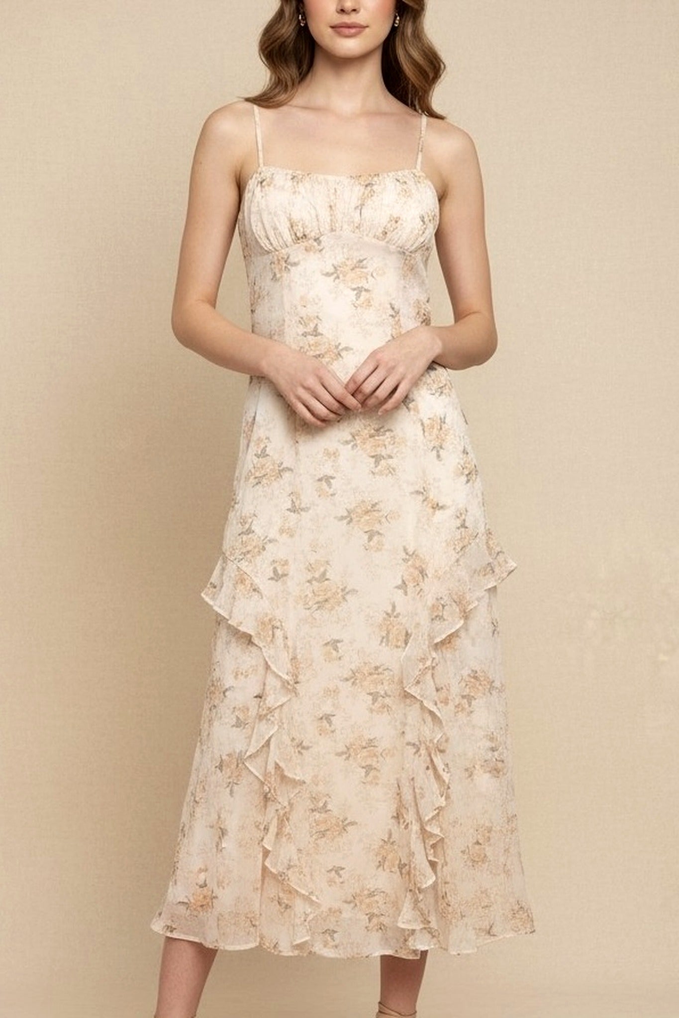 Floral Ruffle Midi Dress