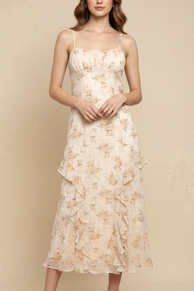 Floral Ruffle Midi Dress