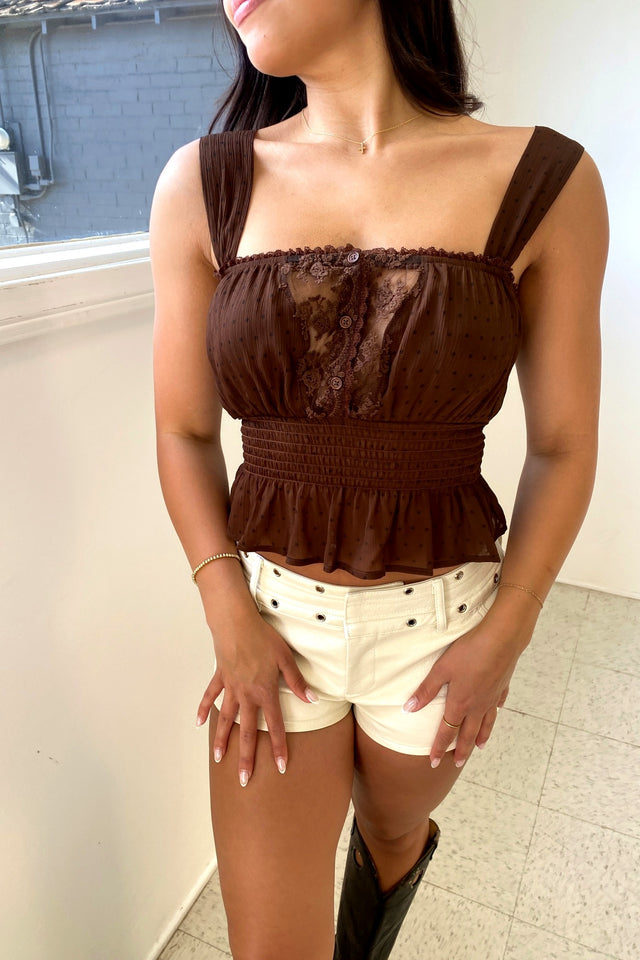 Polka Dot Lace Detail Tank