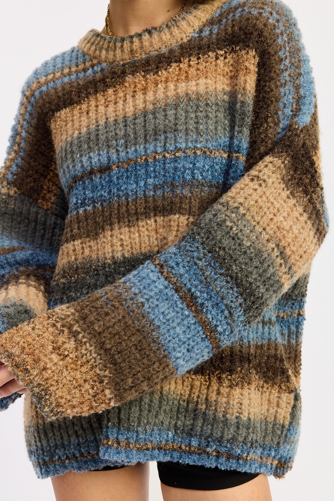 Striped Open Knit Sweater