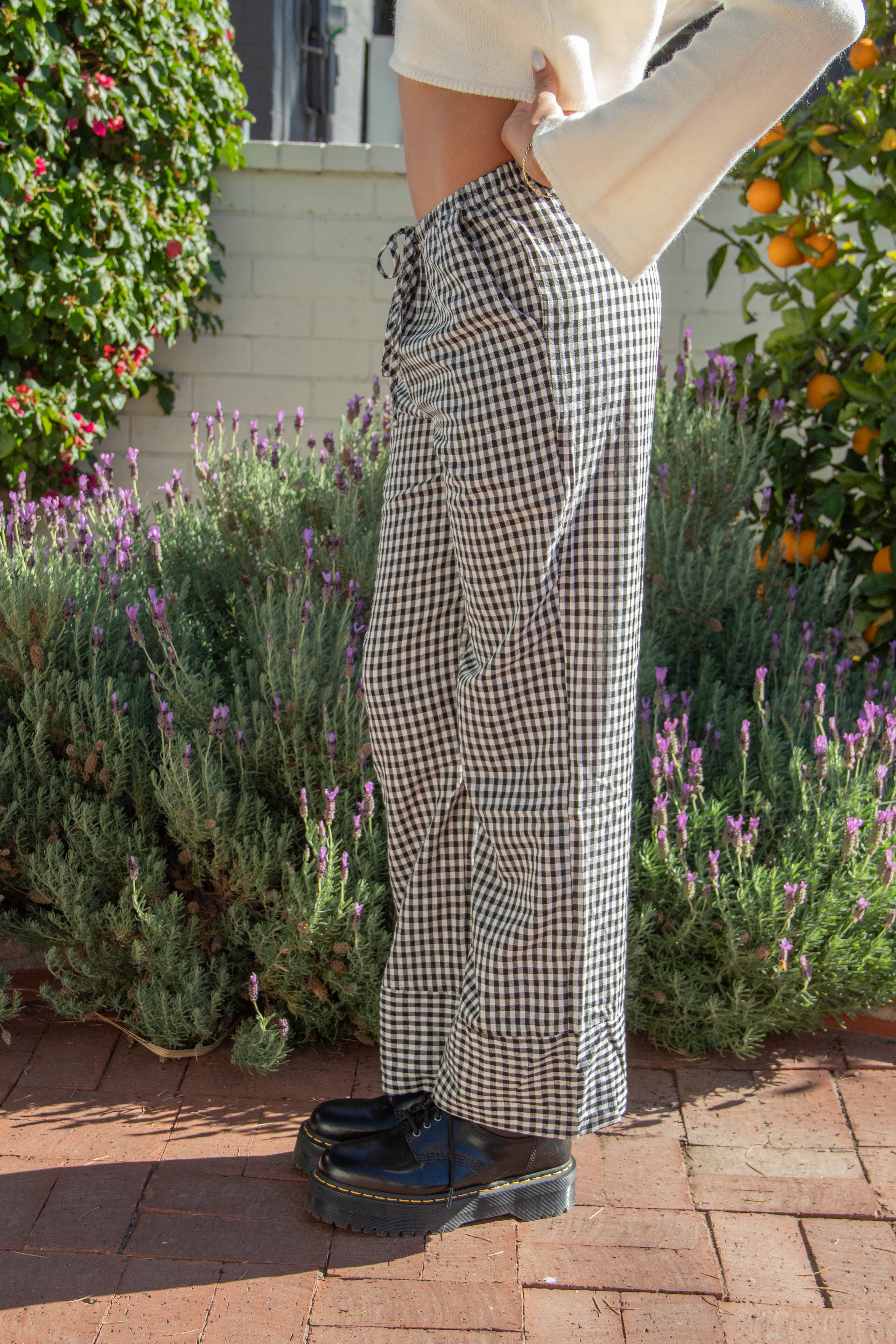 Gingham Wide Leg Pants