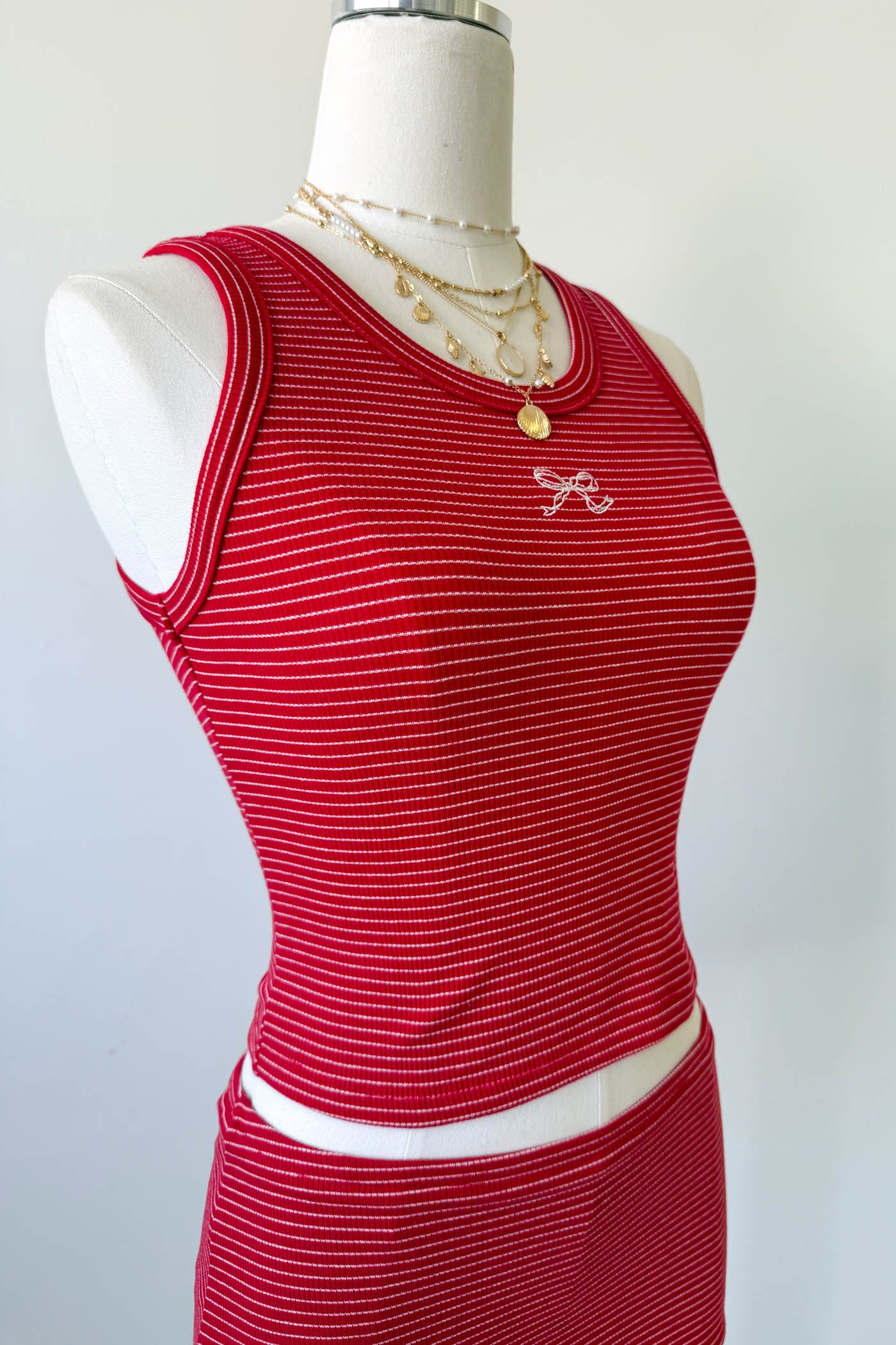 Striped Embroidered Tank Top