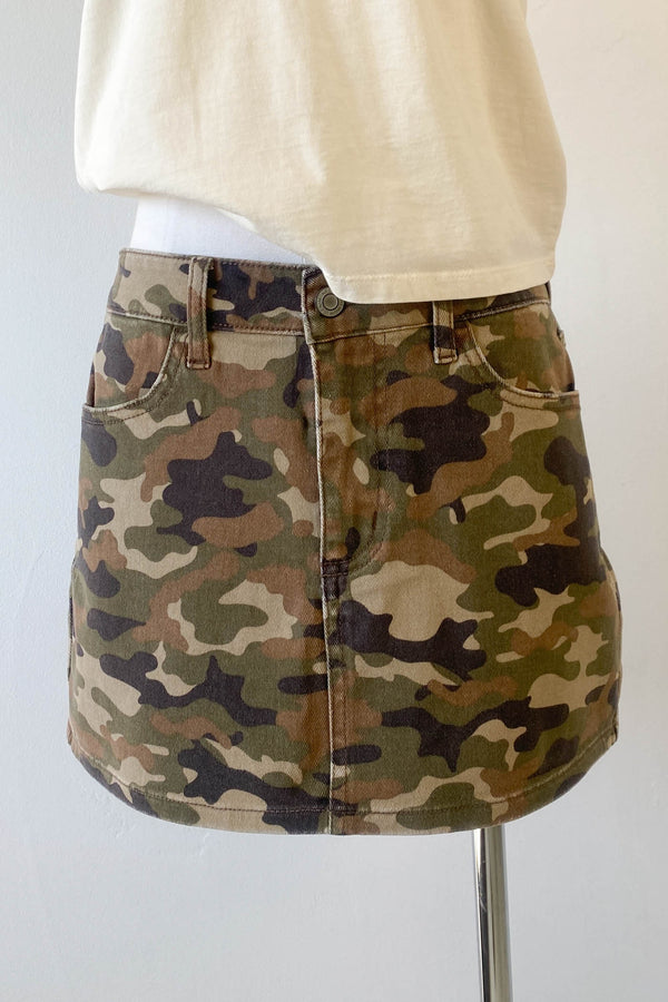 Denim Camo Mini Skirt