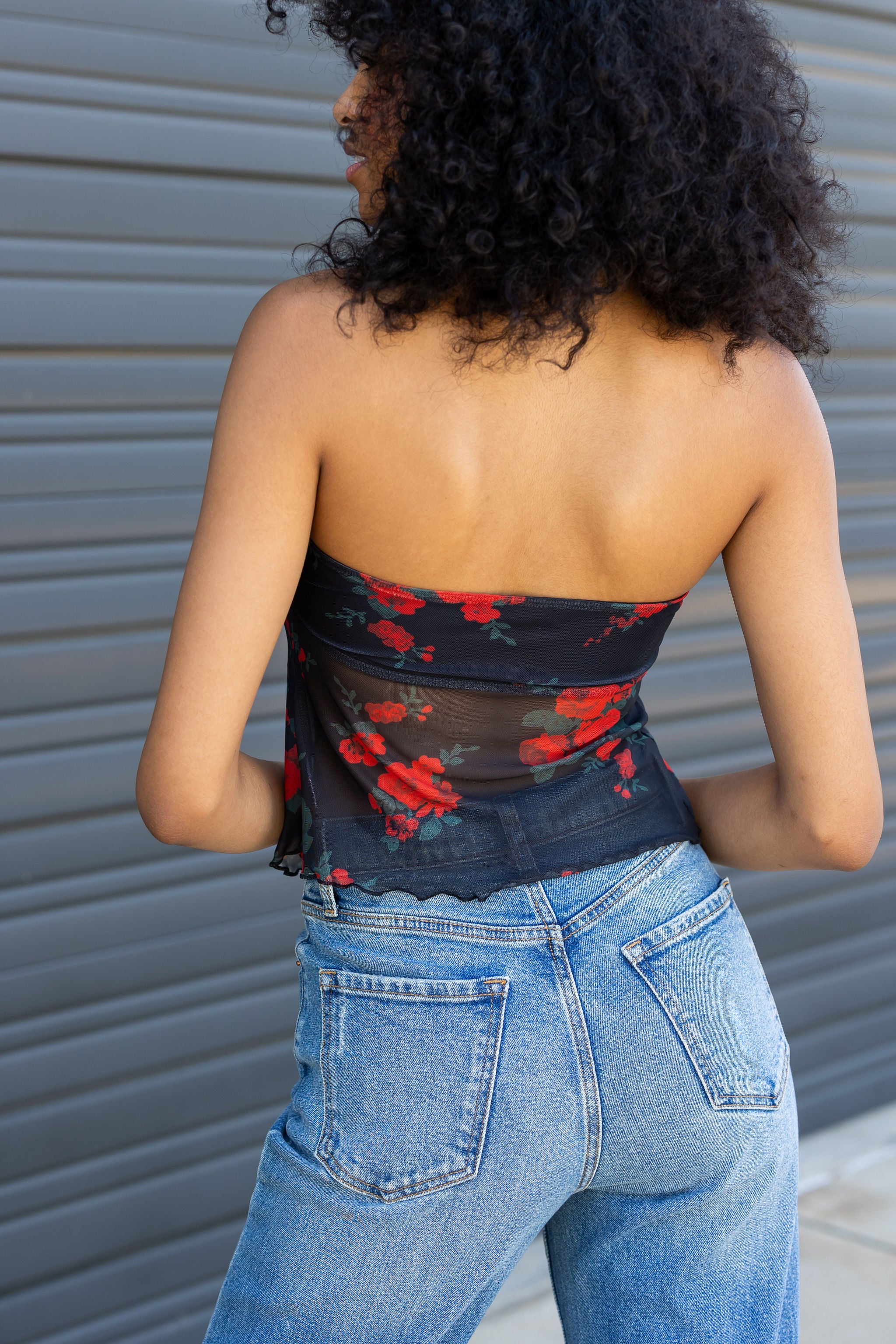 Floral Split Front Tube Top