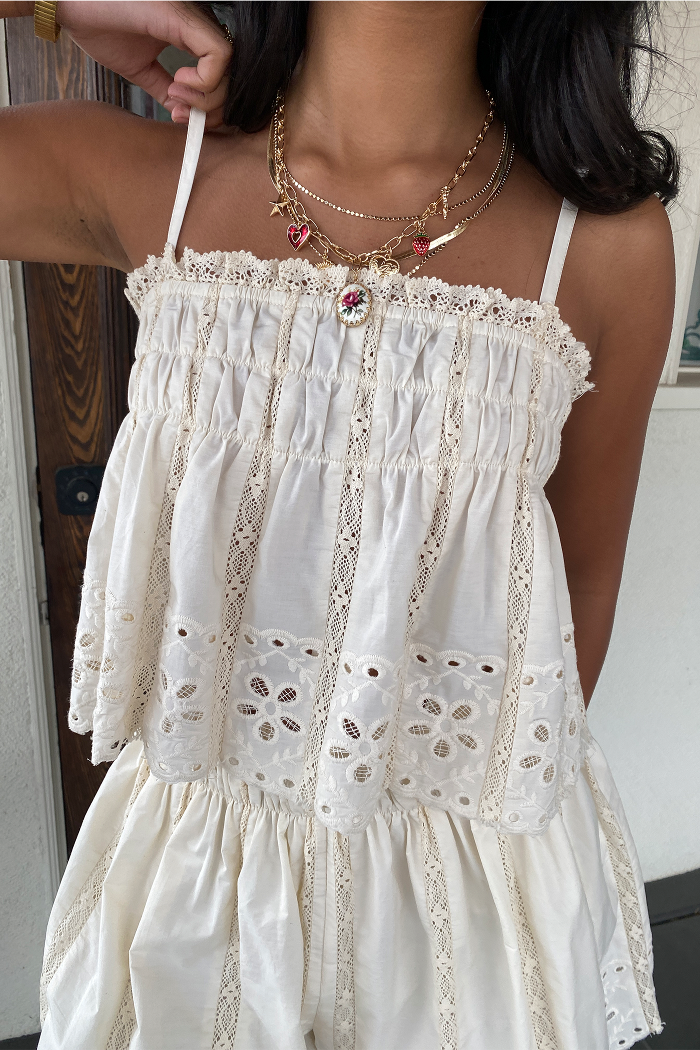 Lacey Eyelet Cami Top by For Good