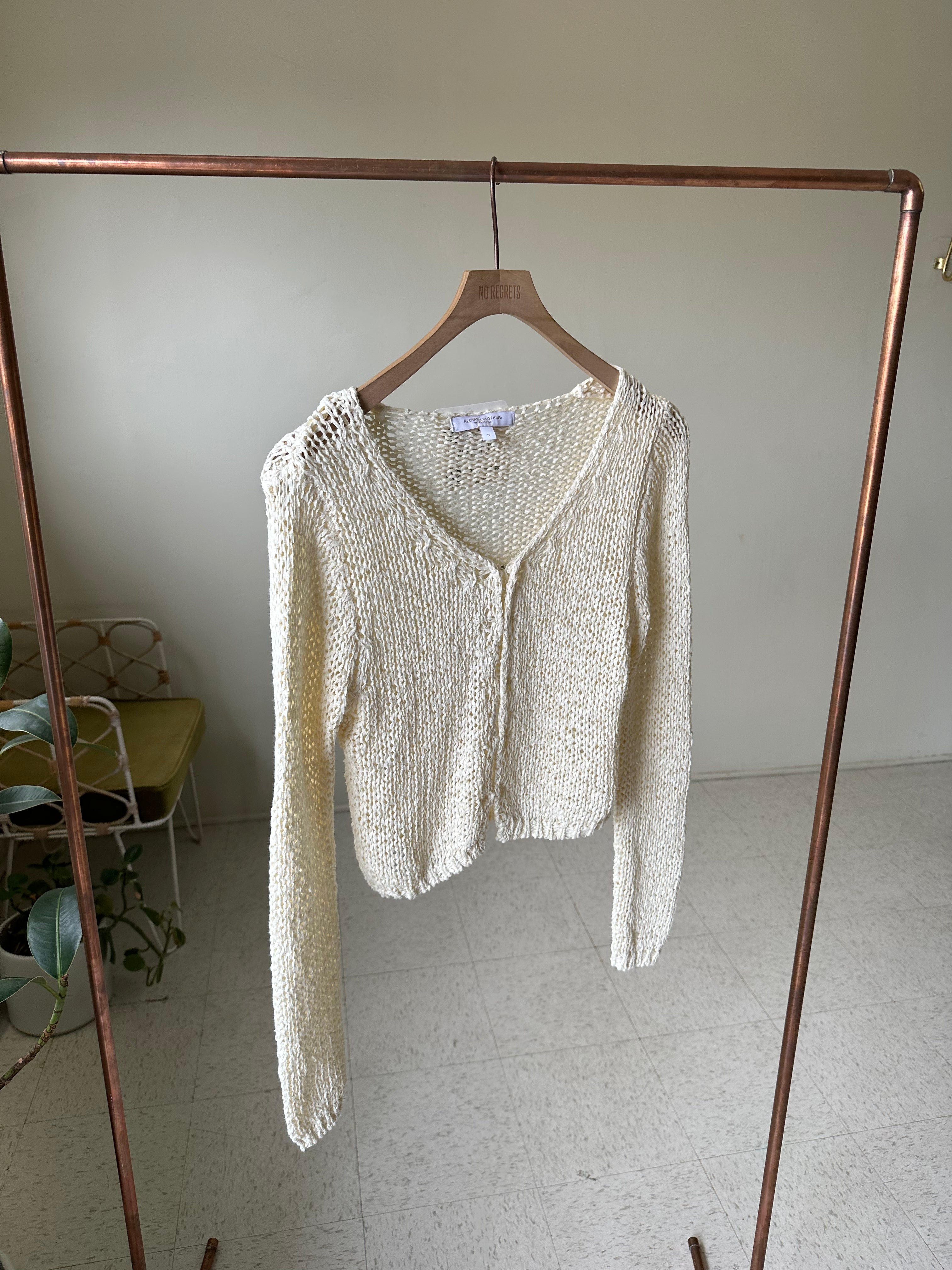 Split Front Knit Long Sleeve Top