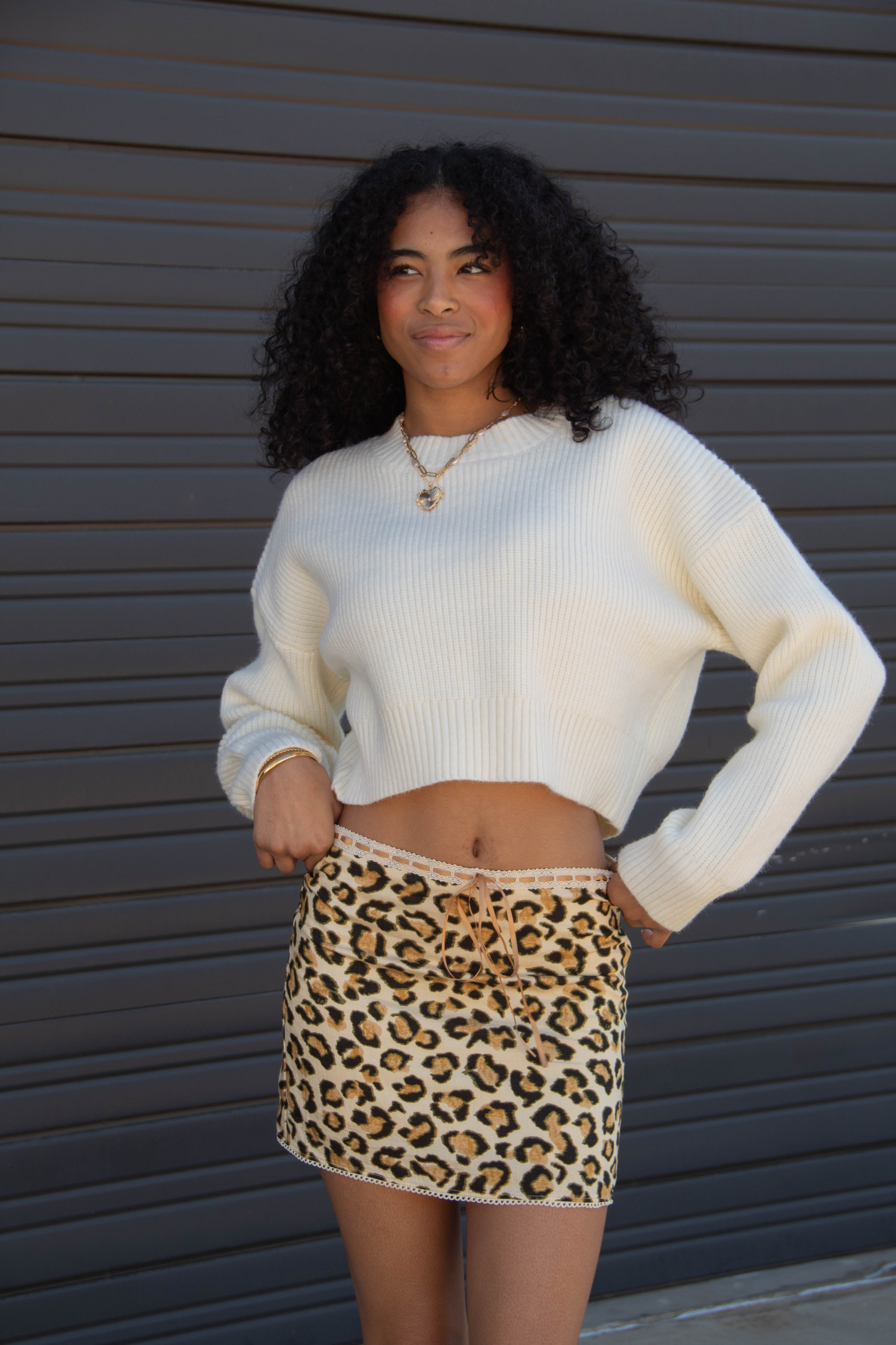 Lace Trim Leopard Mini Skirt