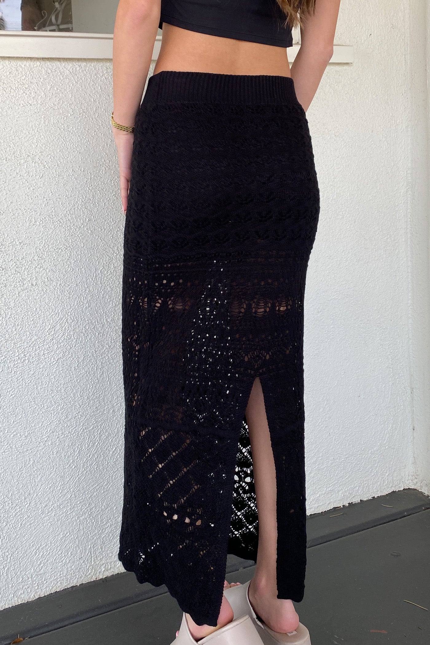 Openwork Knit Maxi Skirt