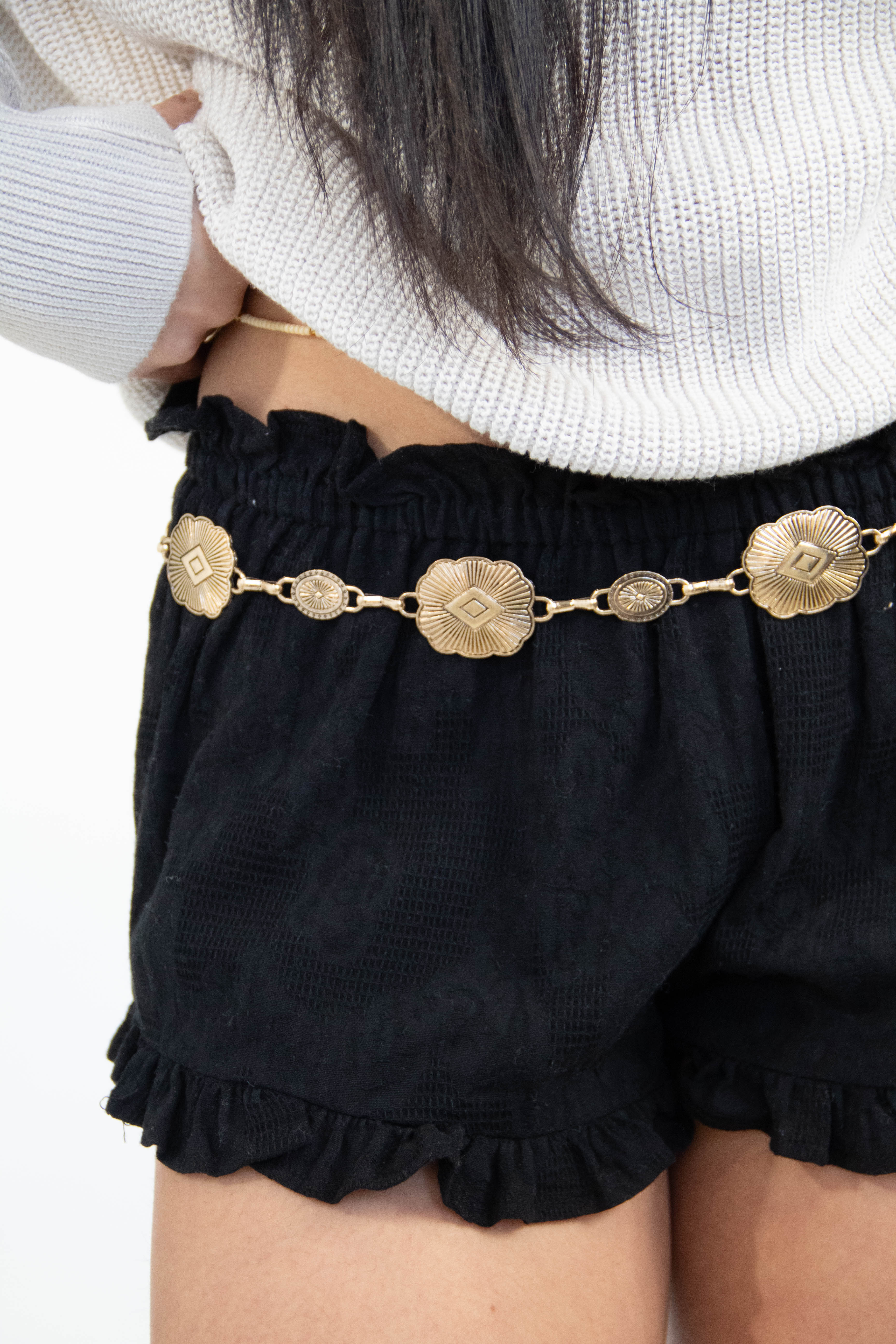 Oranate Metallic Scalloped Chain Belt