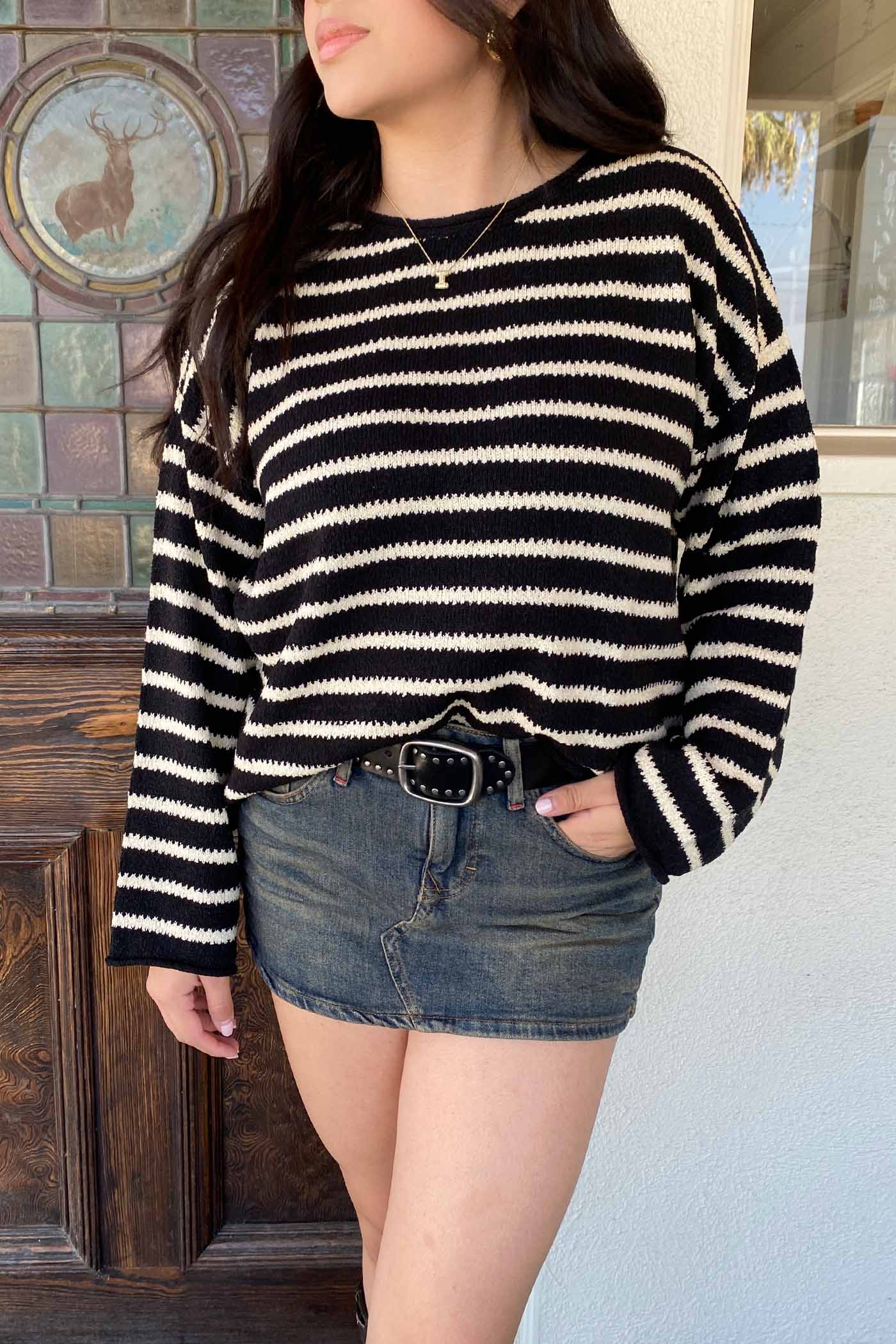 Oversized Striped Knit Sweater