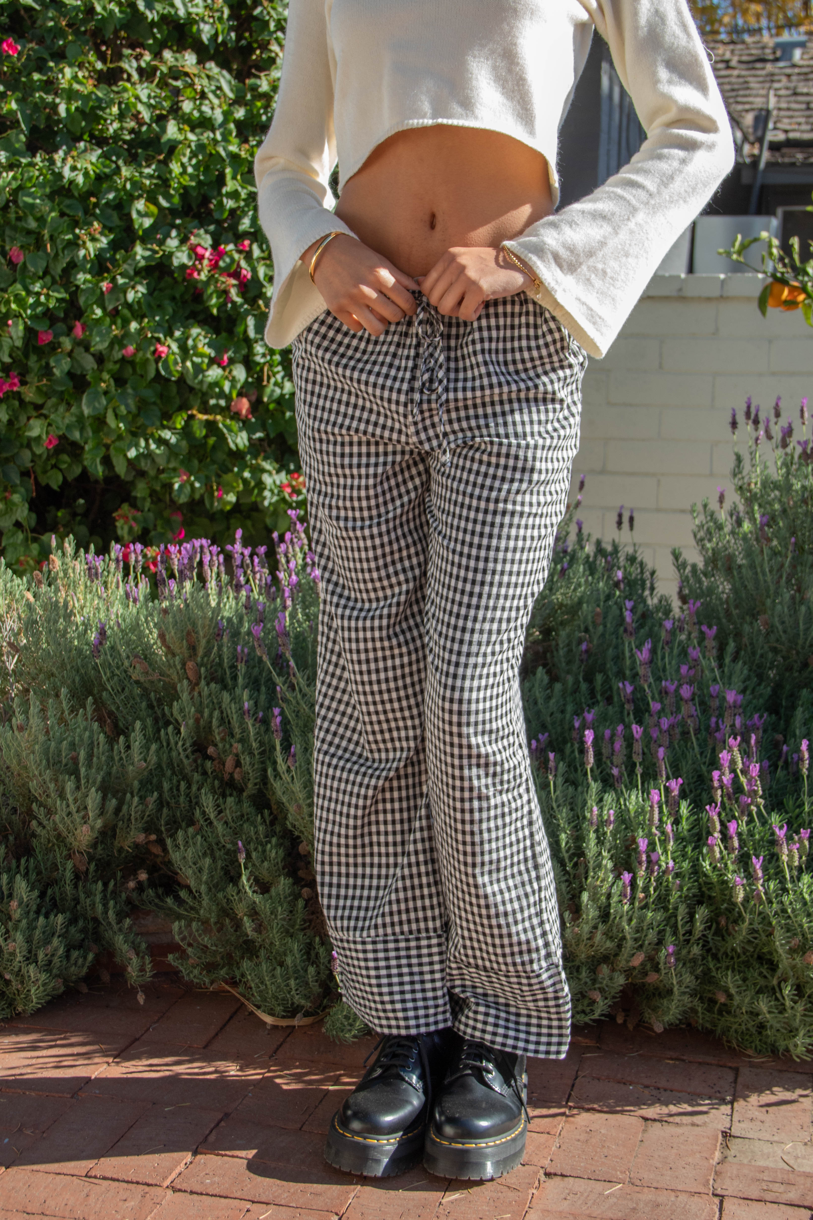 Gingham Wide Leg Pants