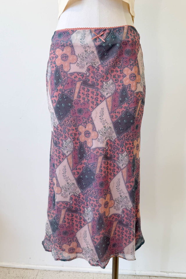 Floral Patchwork Midi Skirt