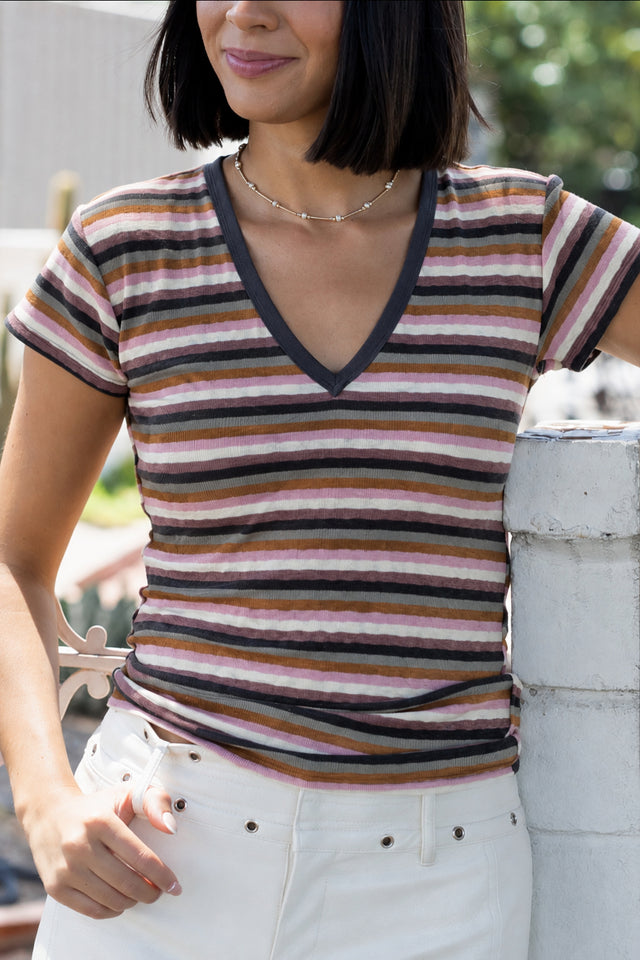 V-Neck Striped Top