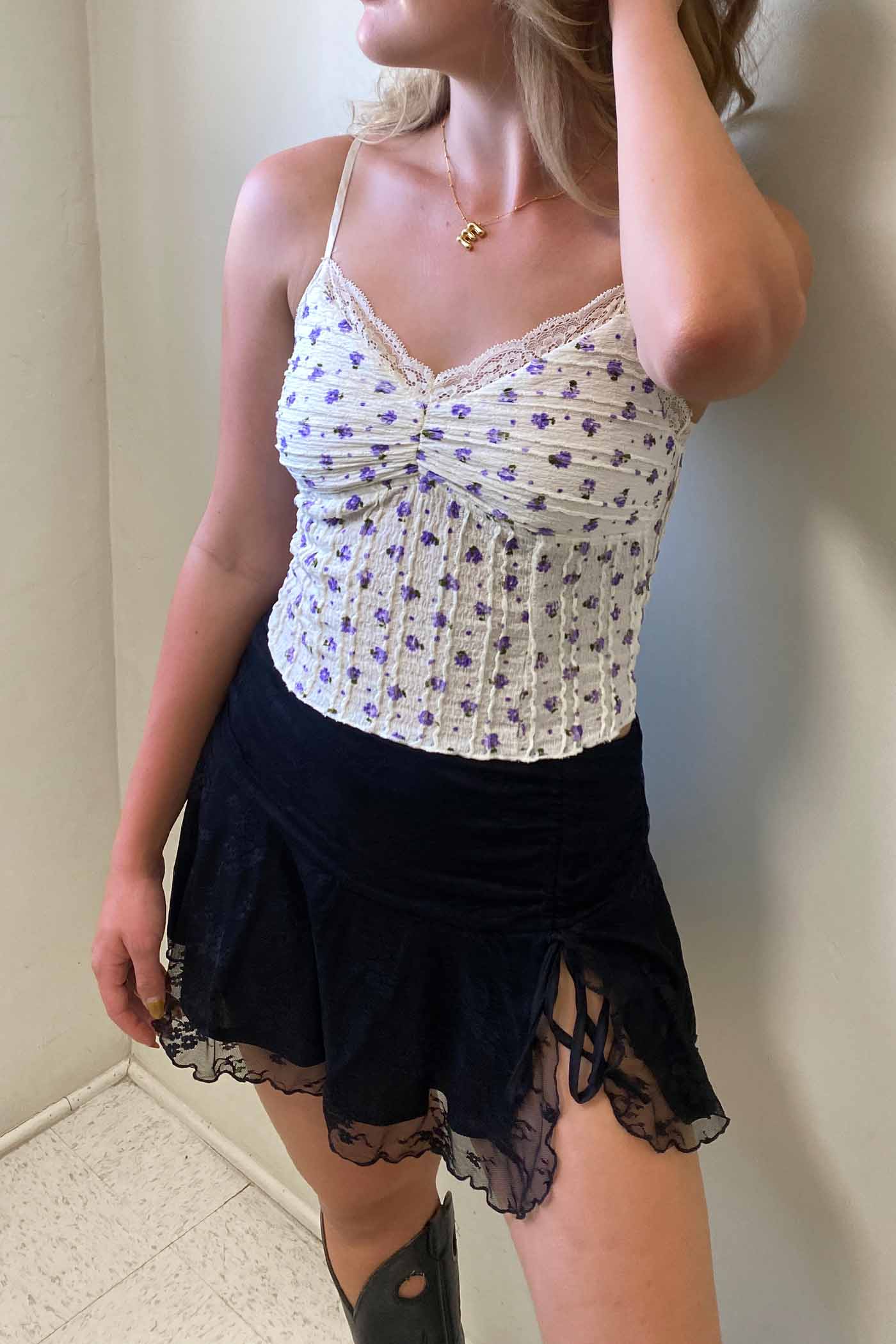 Textured Floral Cami Top