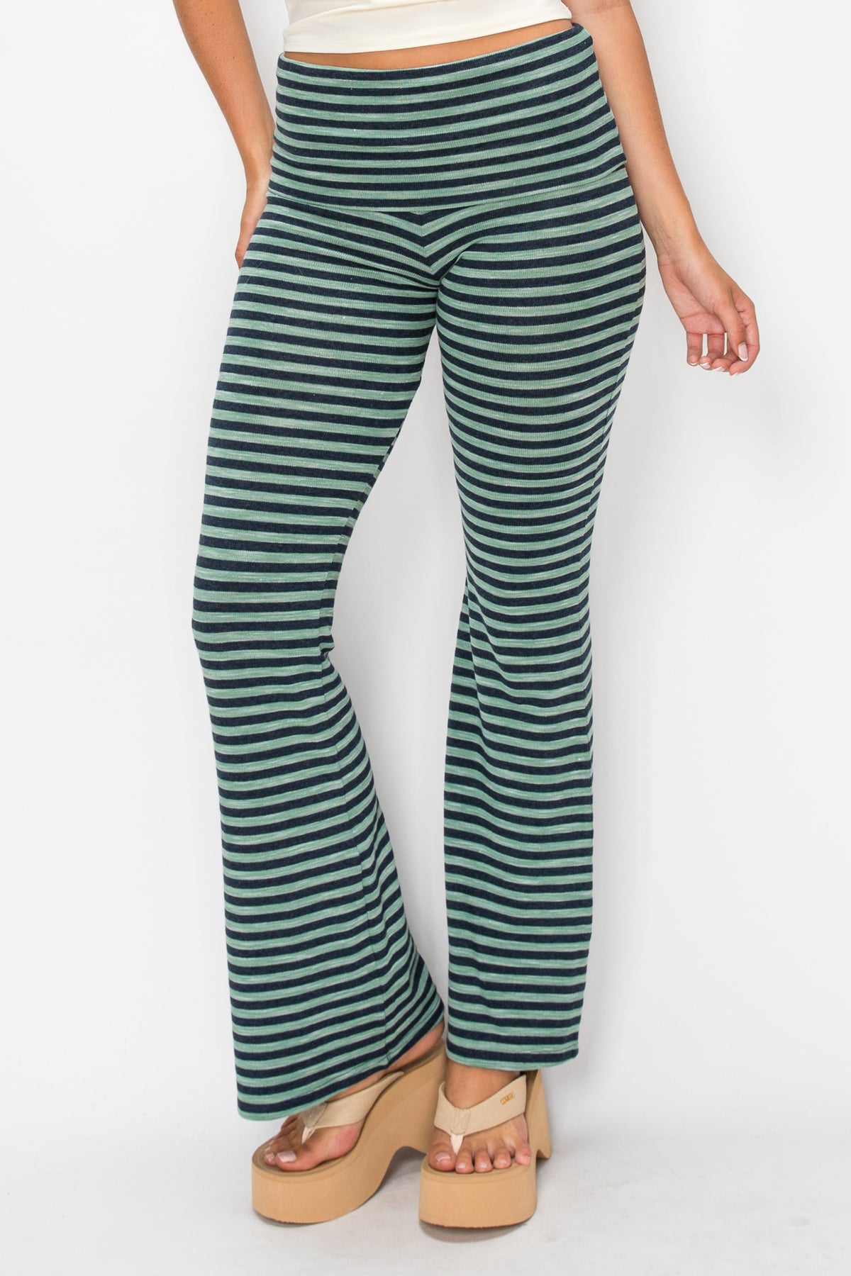 Fold Over Striped Pants