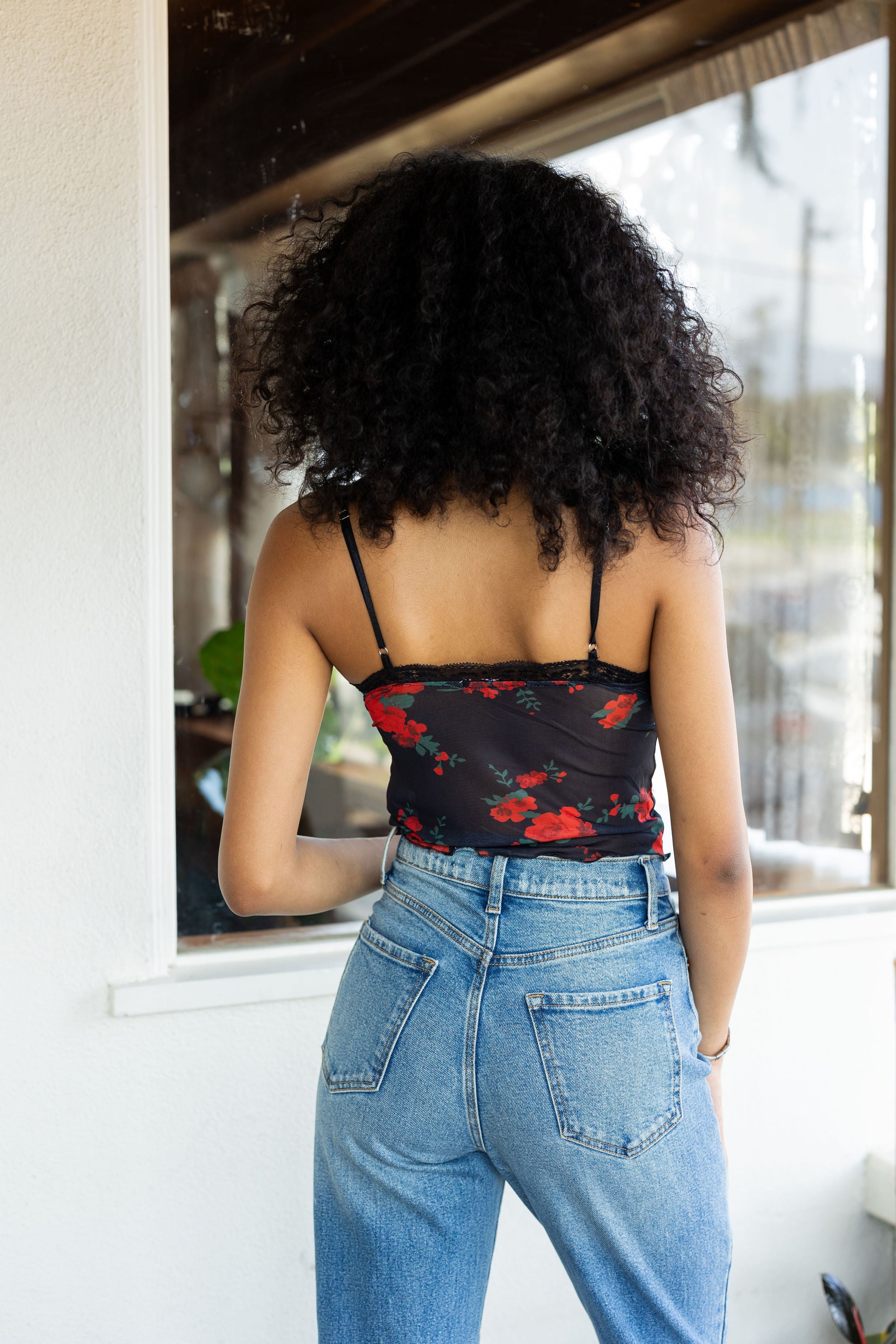 Floral Mesh & Lace Cami Top