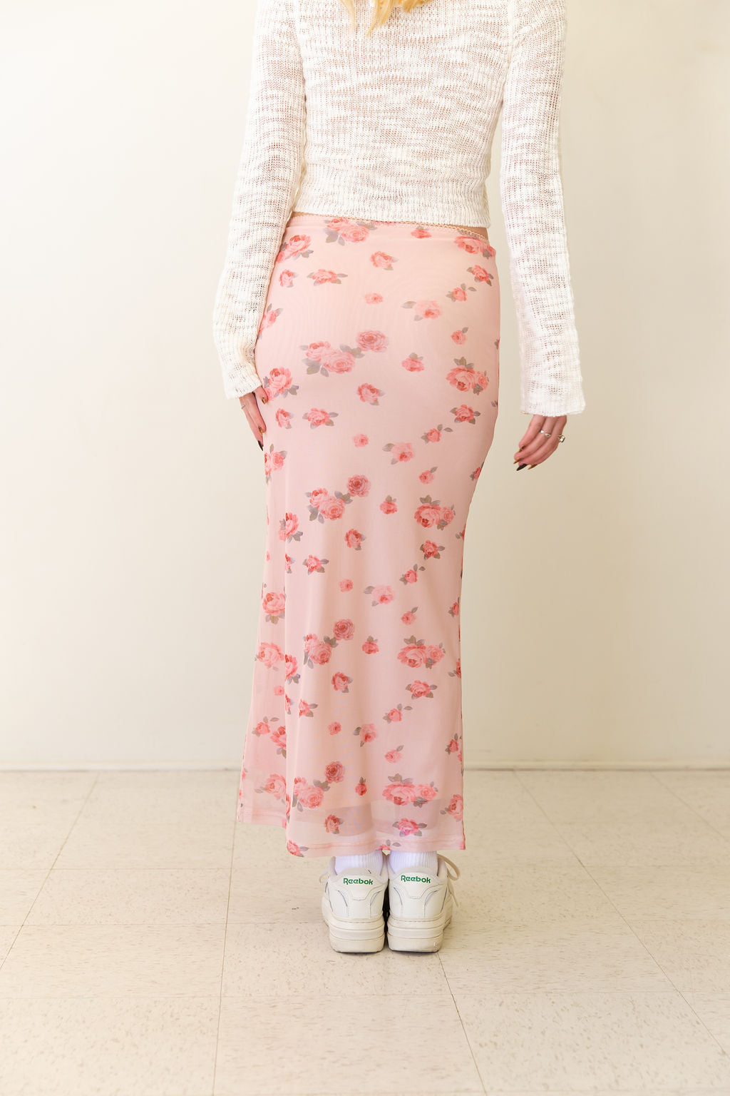 Just Wanna Floral Mesh Maxi Skirt