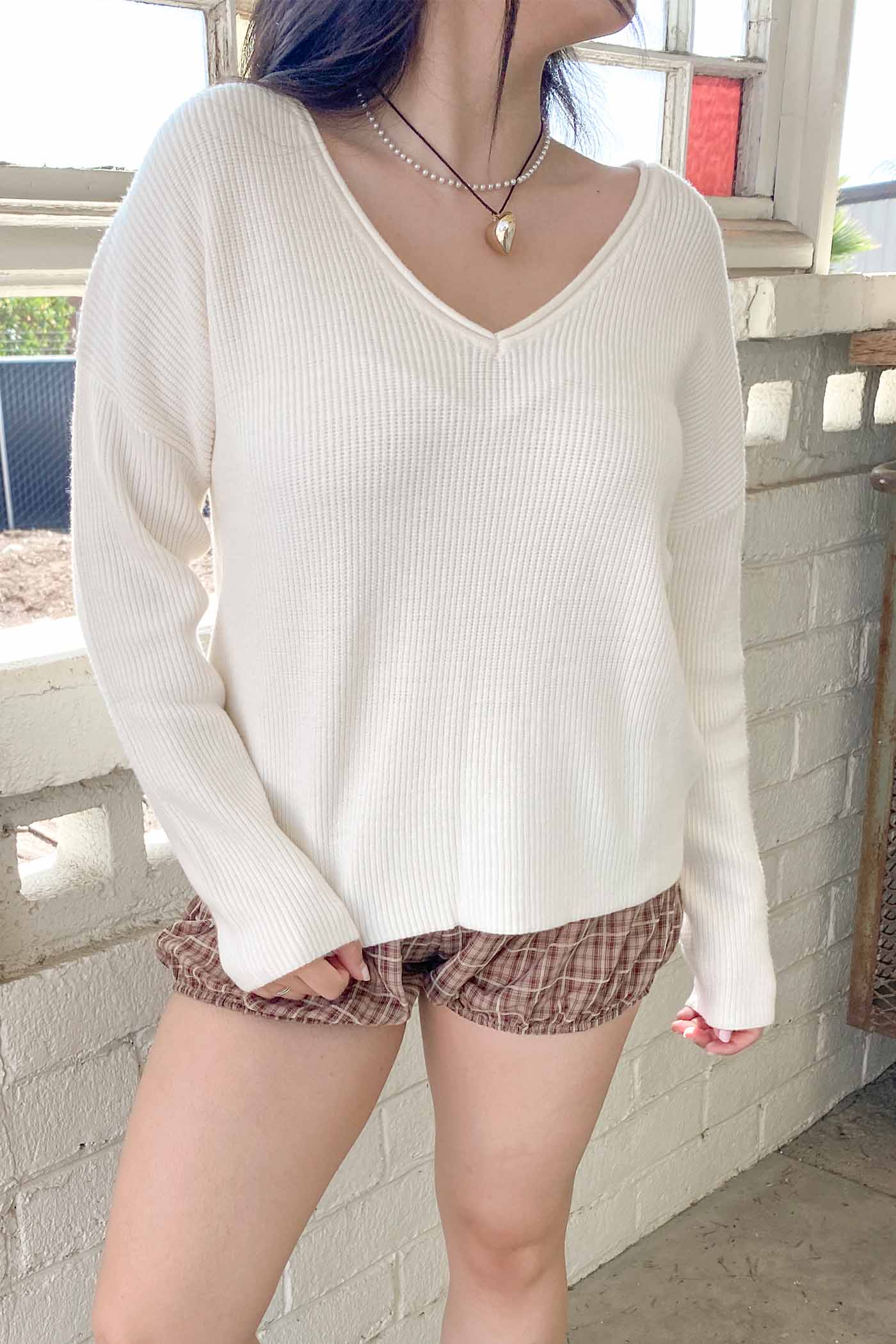 Drop Shoulder Knit Sweater