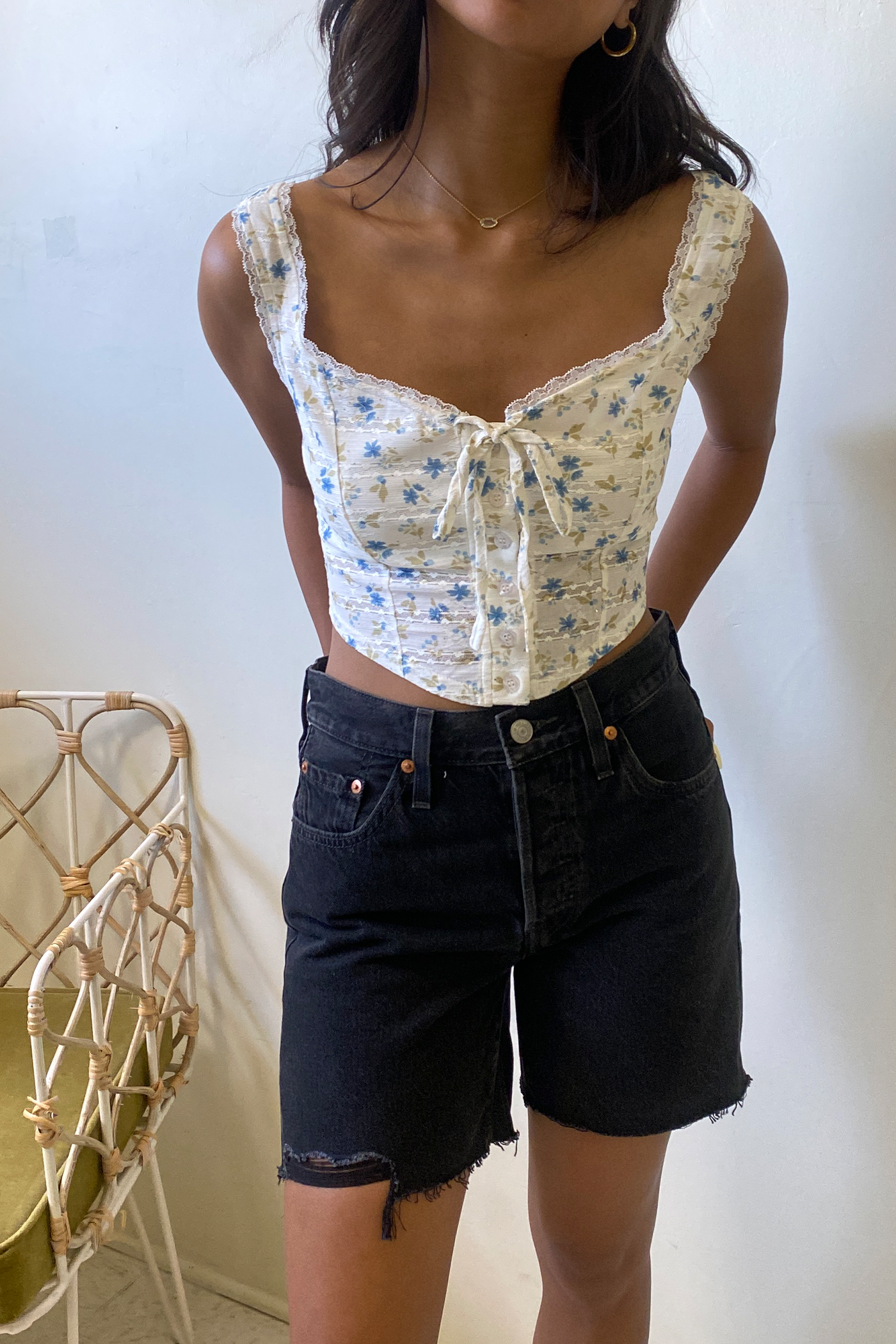 Lace Trim Corset Top