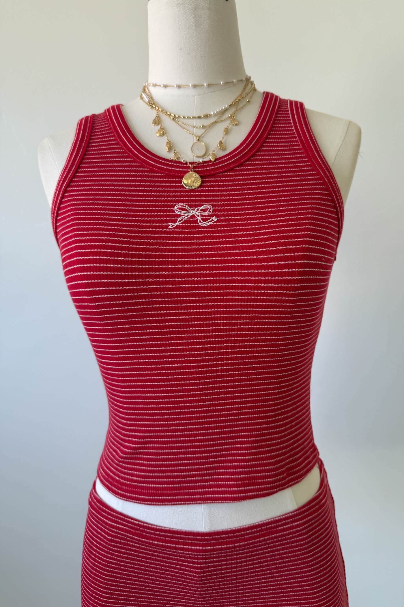 Striped Embroidered Tank Top