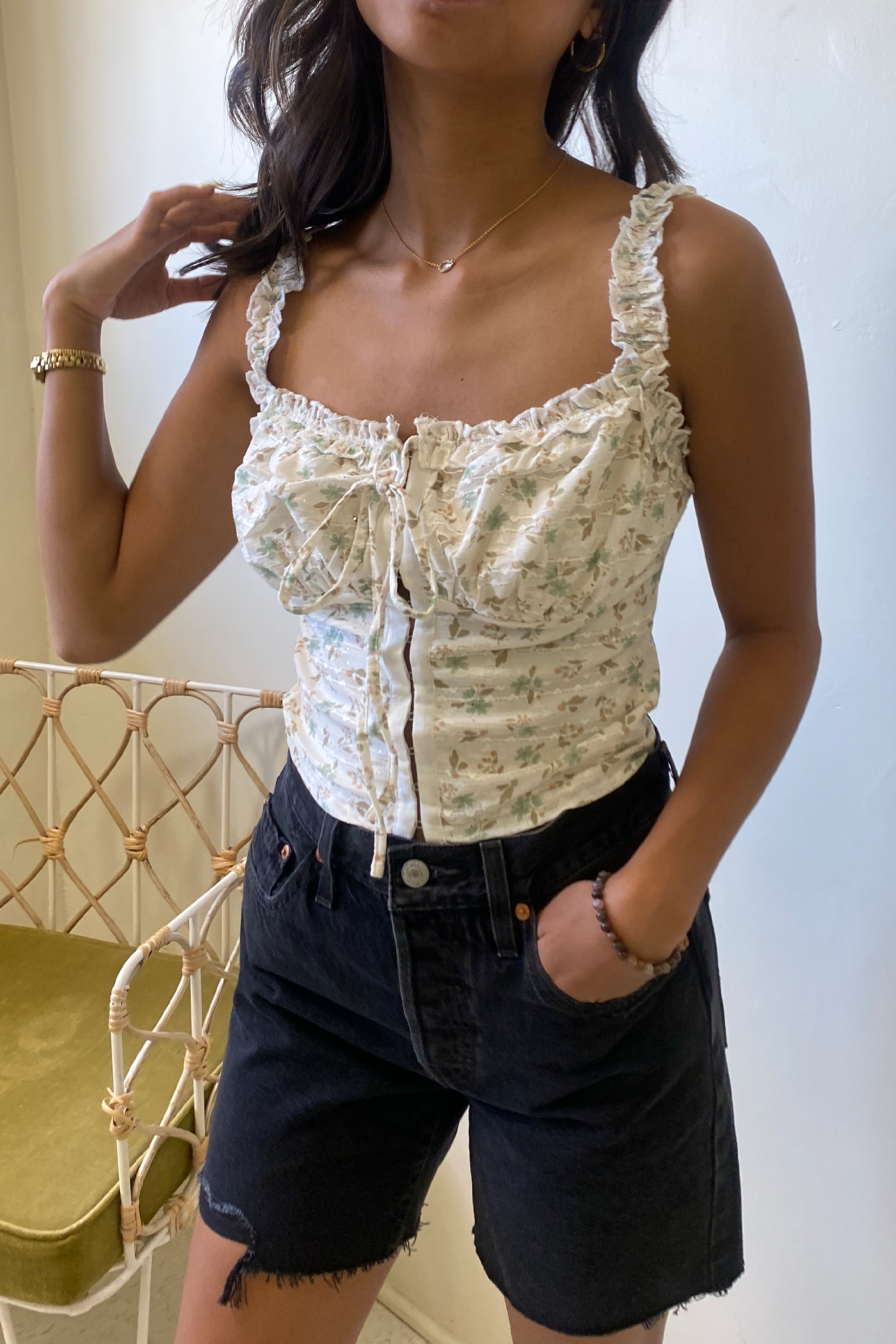 Ruffle Trim Corset Top