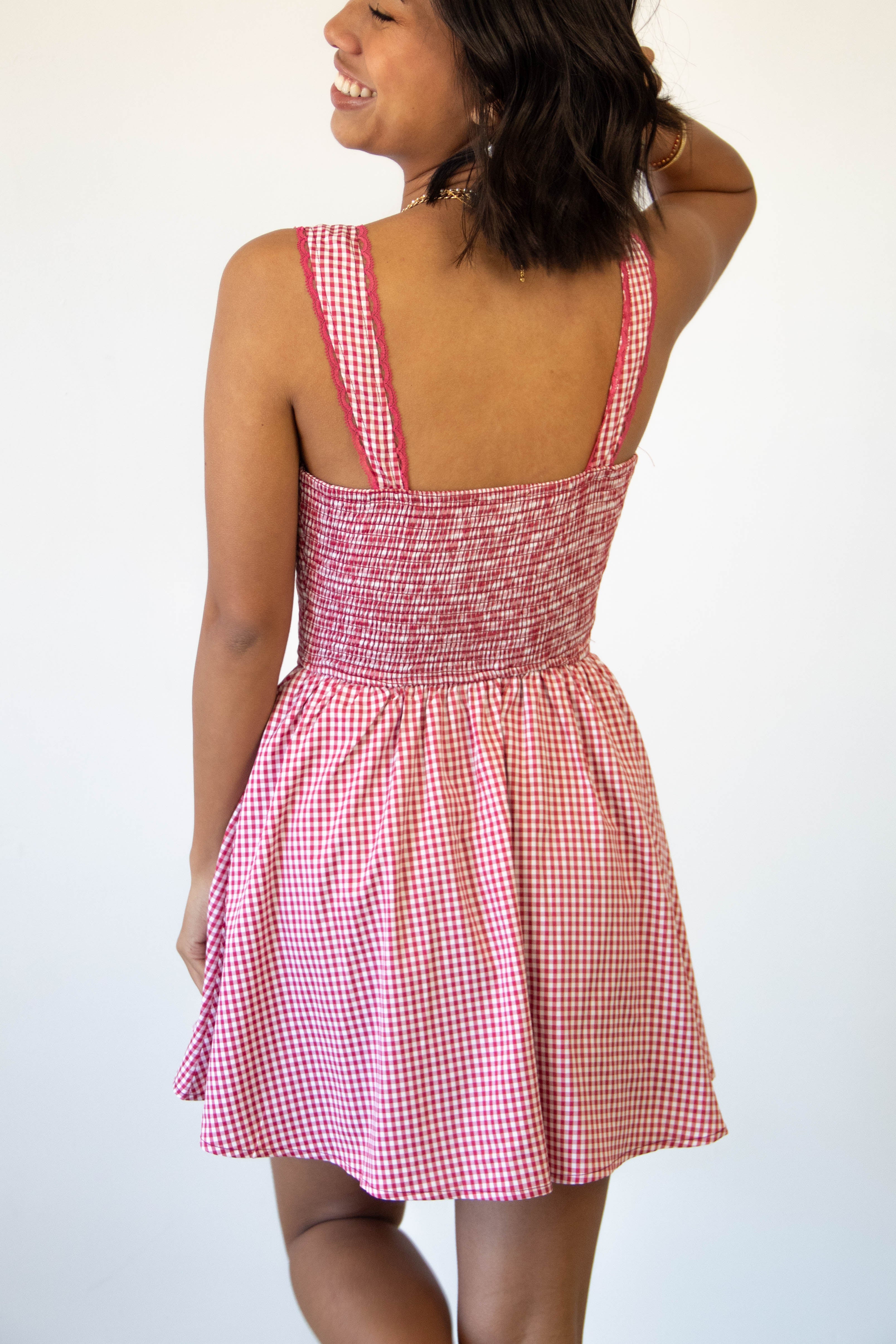 Sleeveless Gingham Mini Dress