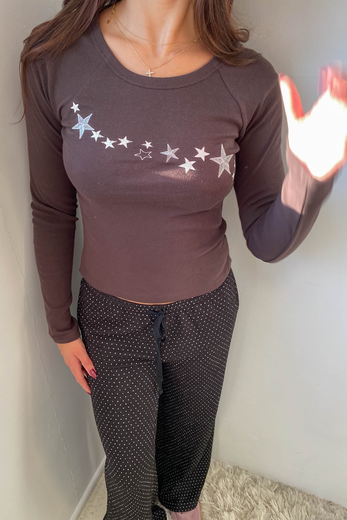 Raglan Graphic Long Sleeve Top