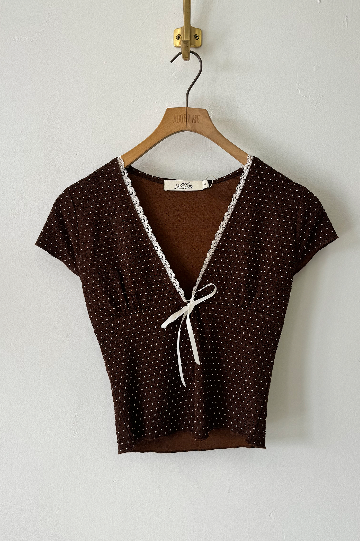 Swiss Dot Keyhole Top