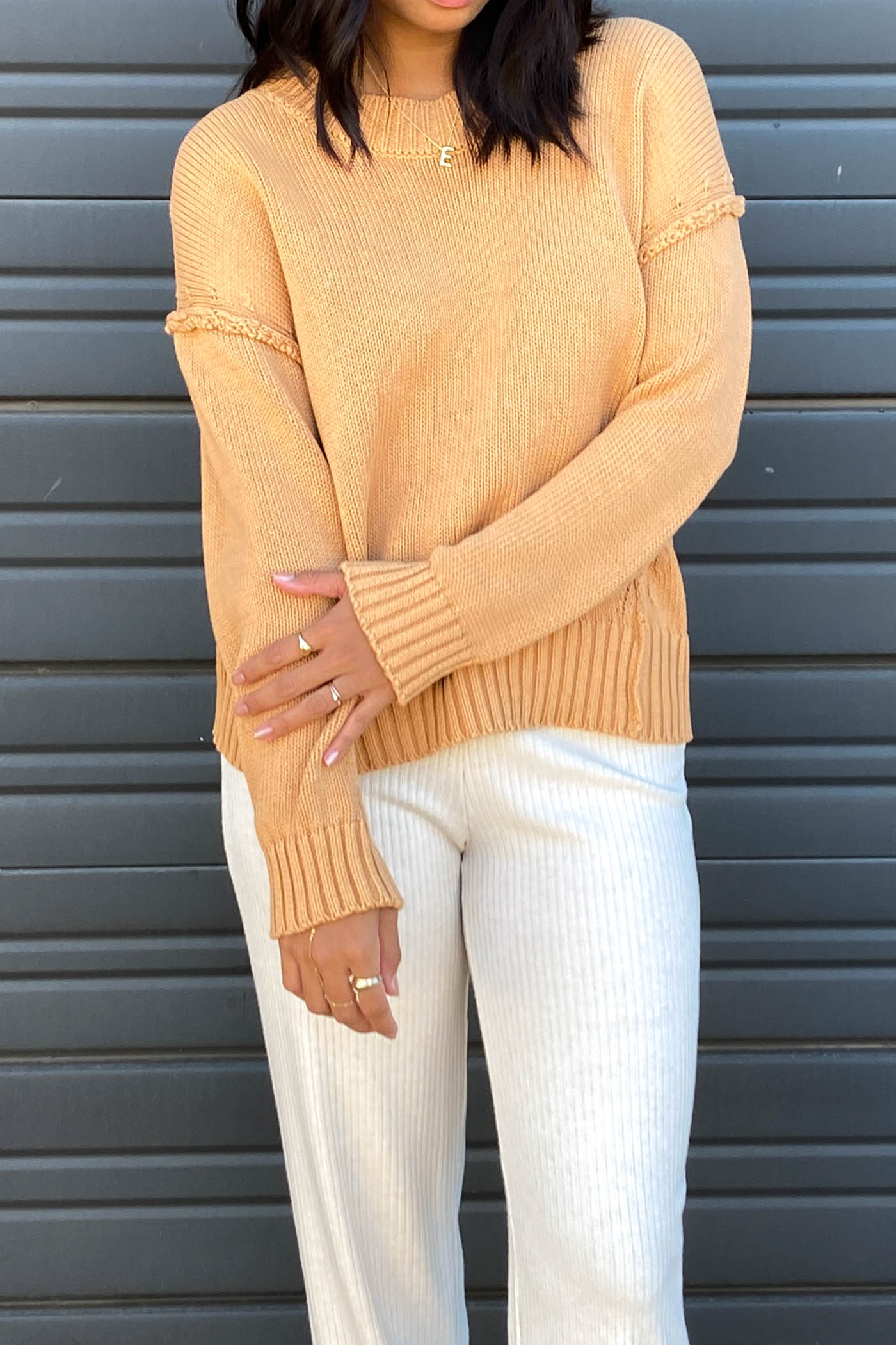 Reverse Stitch Knit Sweater