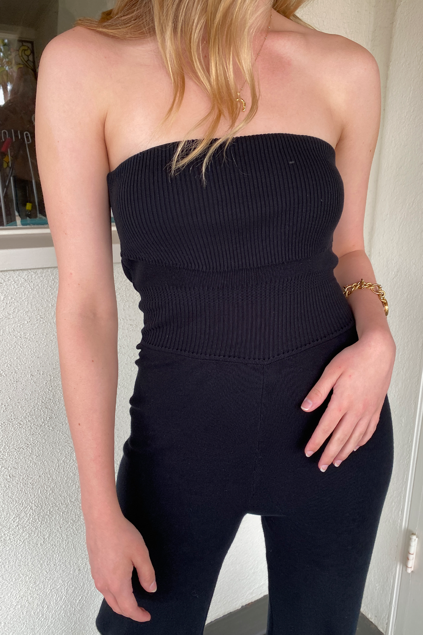 Foldover Bandeau Knit Jumpsuit