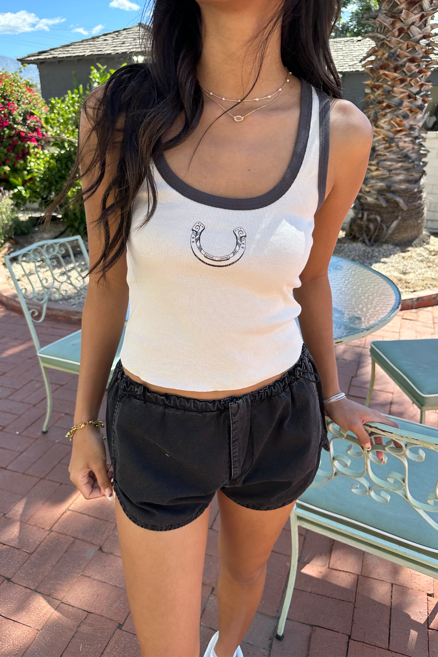 Horseshoe Graphic Ringer Tank Top