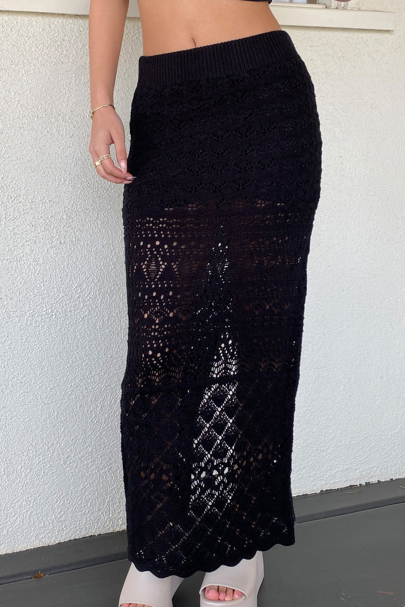 Openwork Knit Maxi Skirt