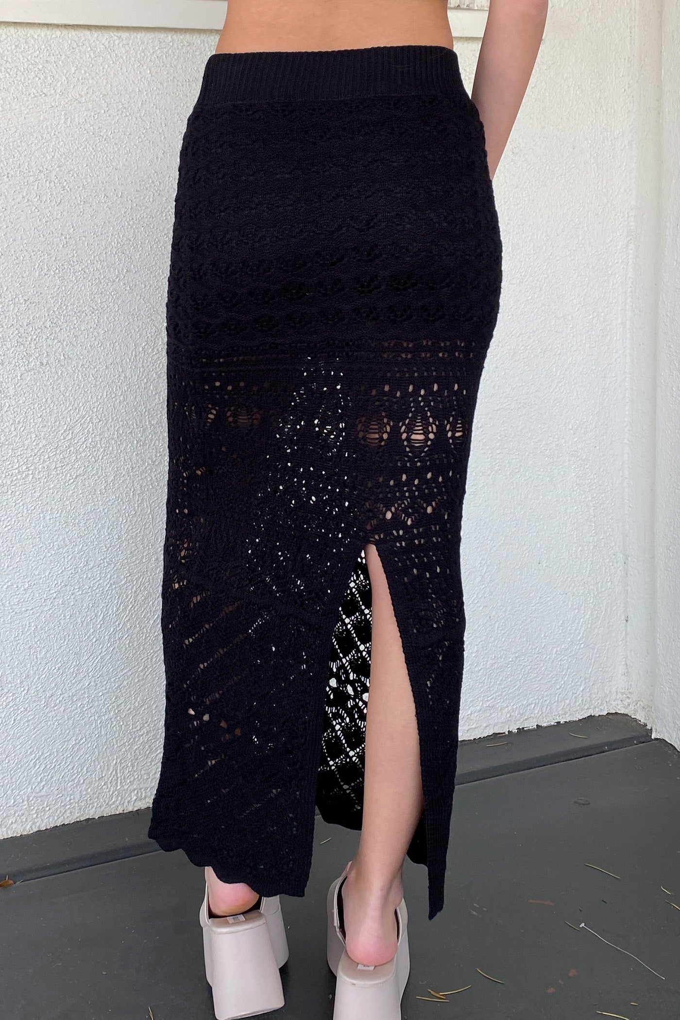 Openwork Knit Maxi Skirt