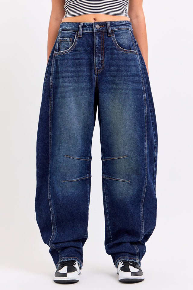 Seamed Barrel Leg Jeans