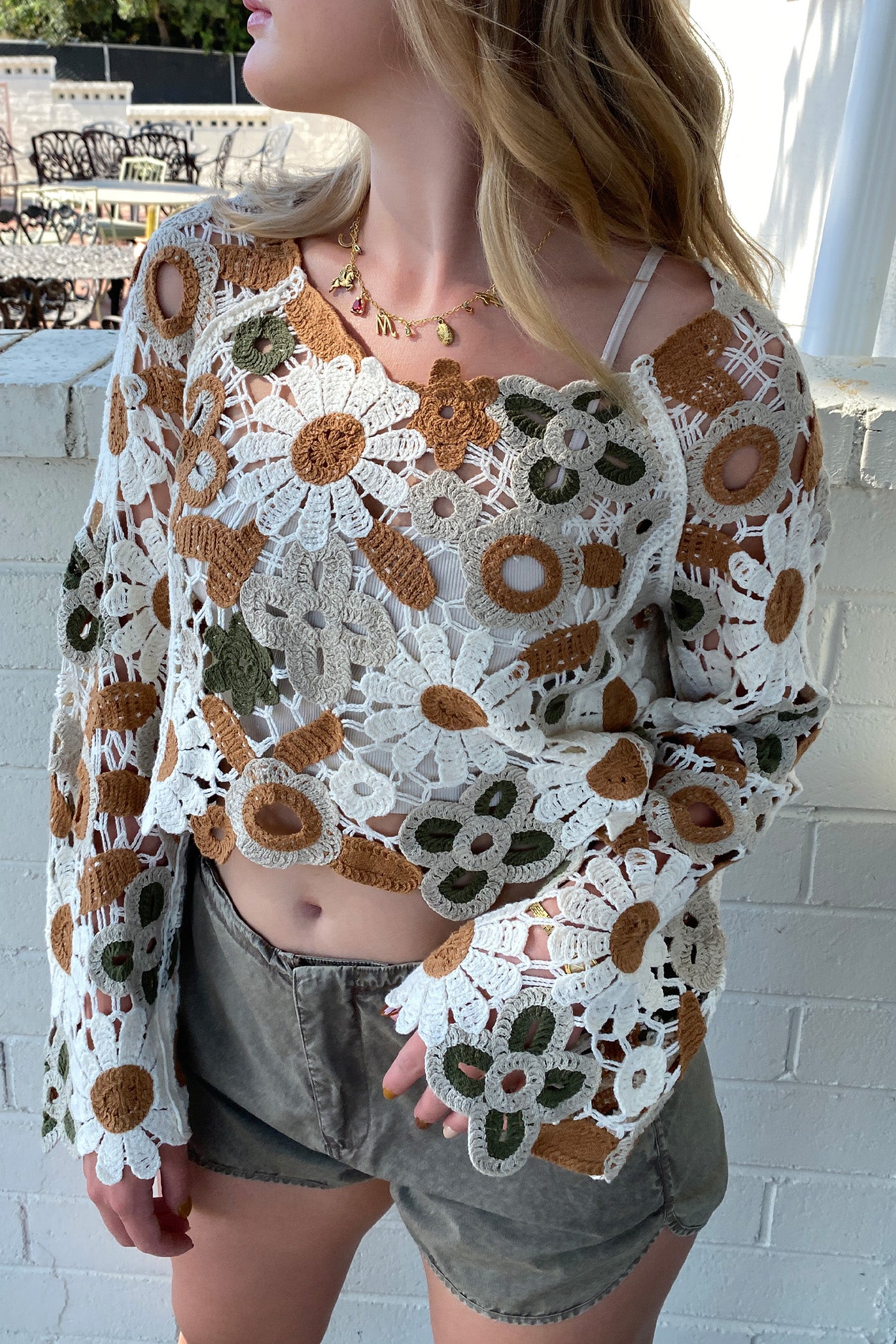 Floral Crochet Sweater