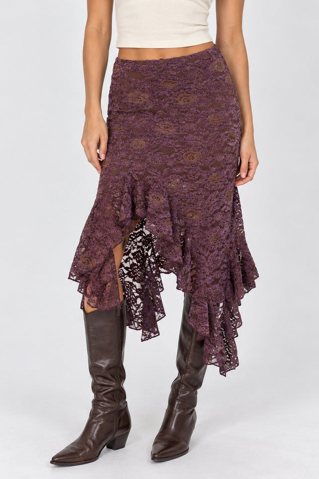 Floral Flocked Skirt