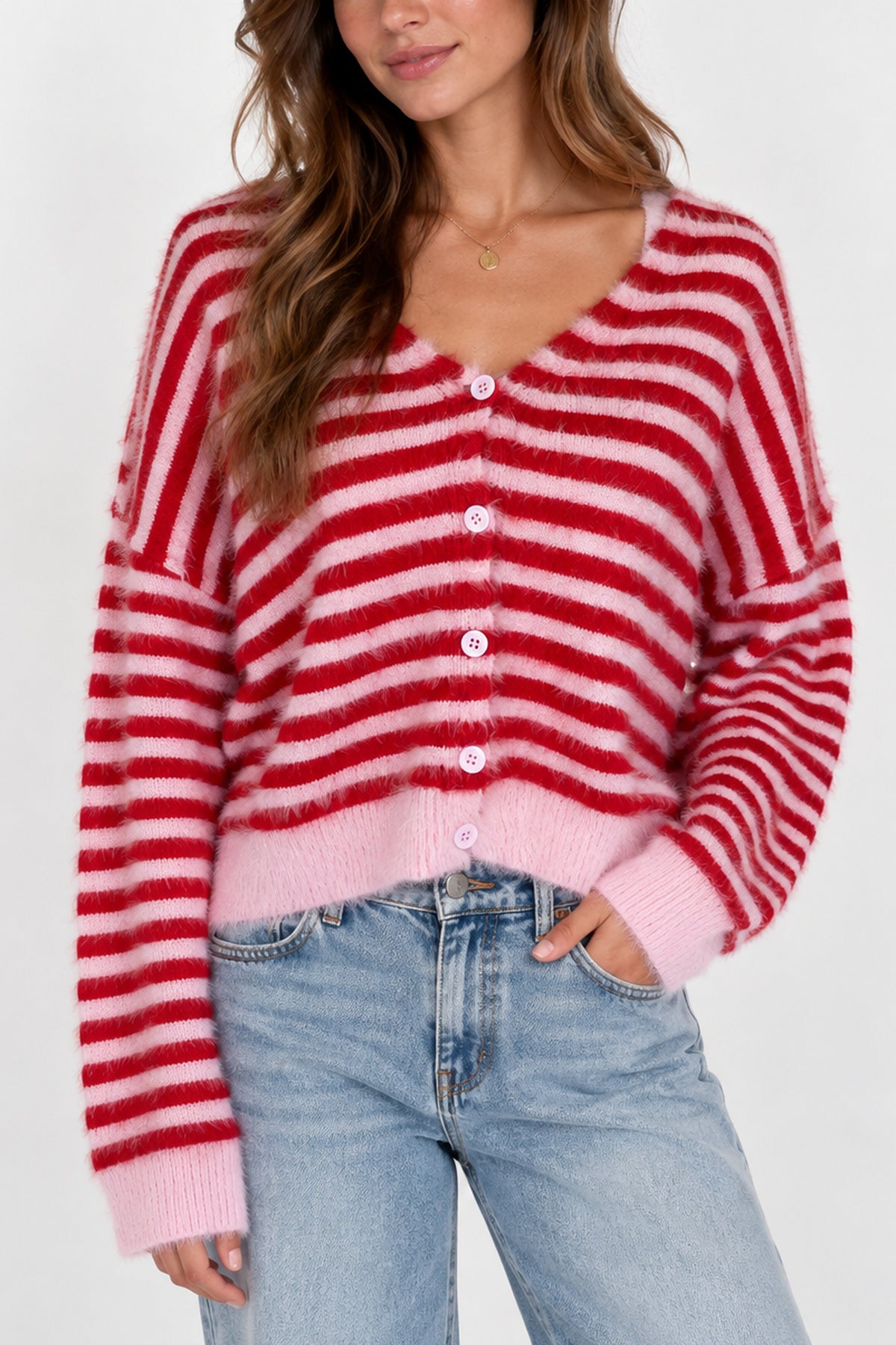 Striped Fuzzy Cardigan