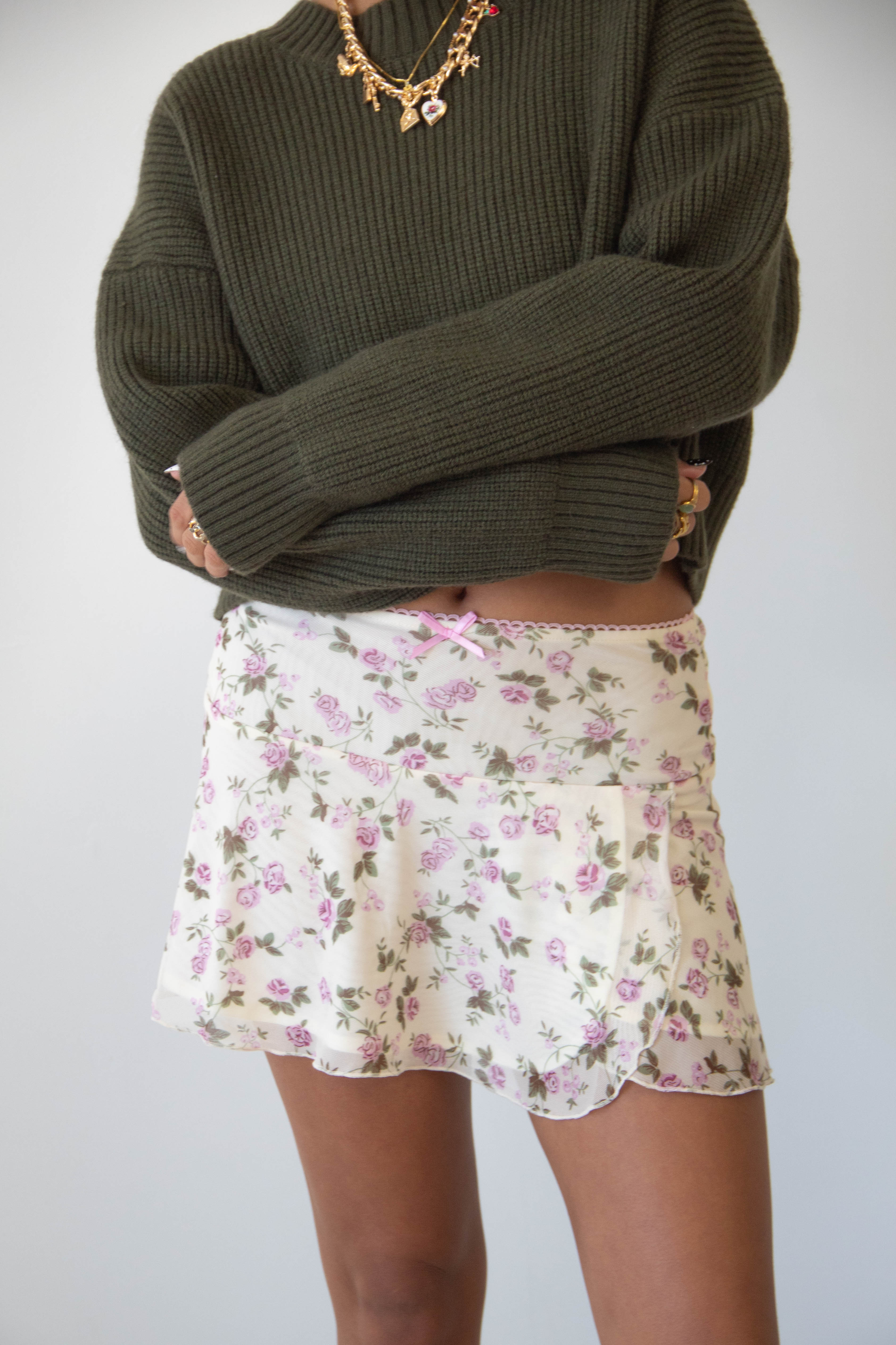 Floral Layered Mini Skirt