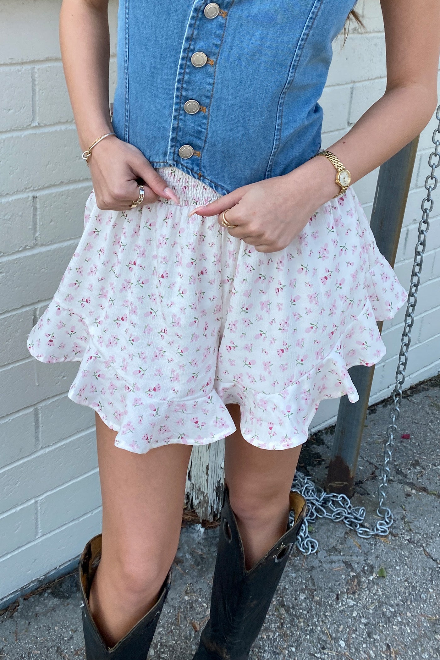 Ruffled Floral Shorts